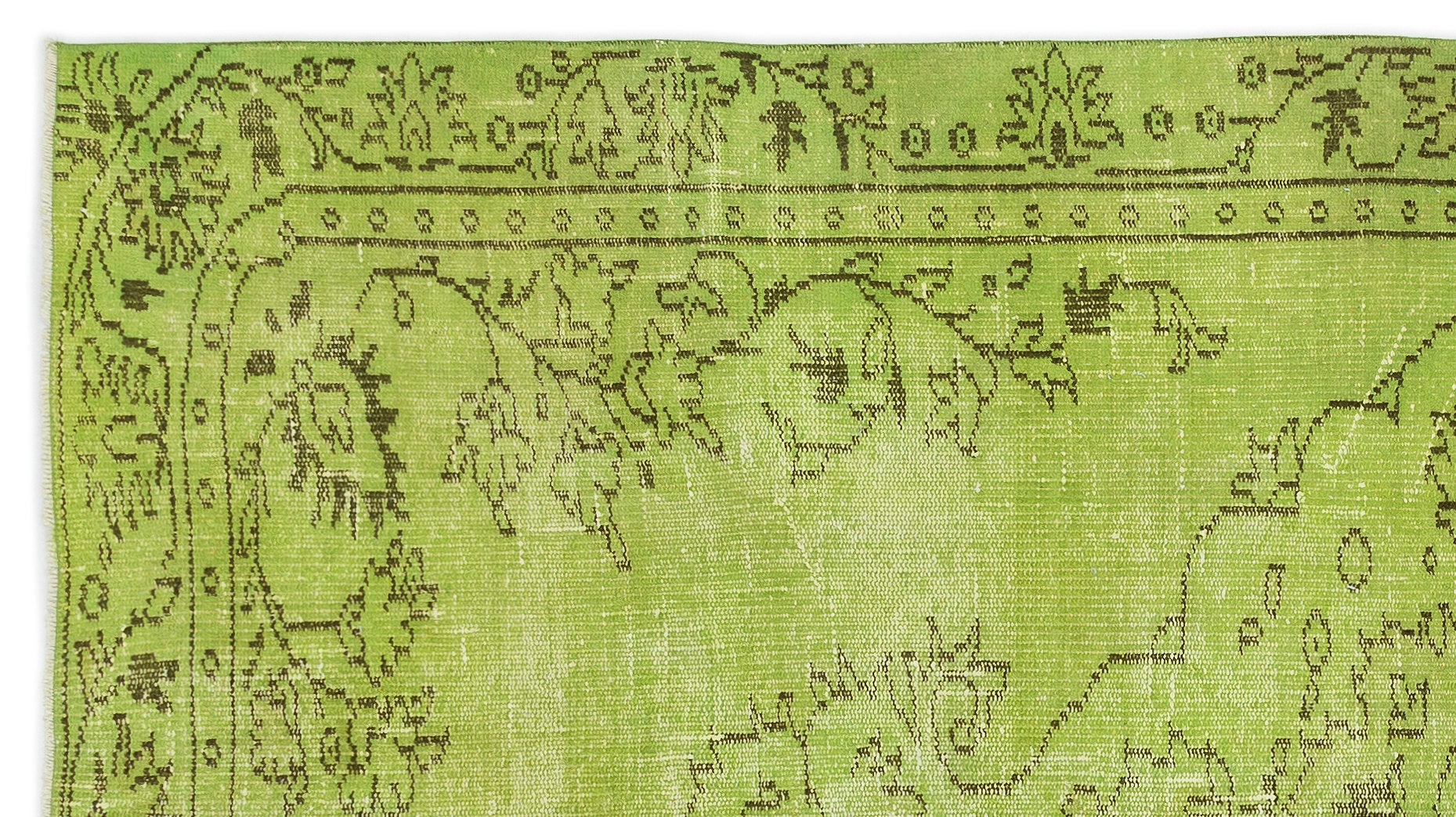 Atina Green Vintage Wool Handmade Area Rug 5'1" x 8'5"