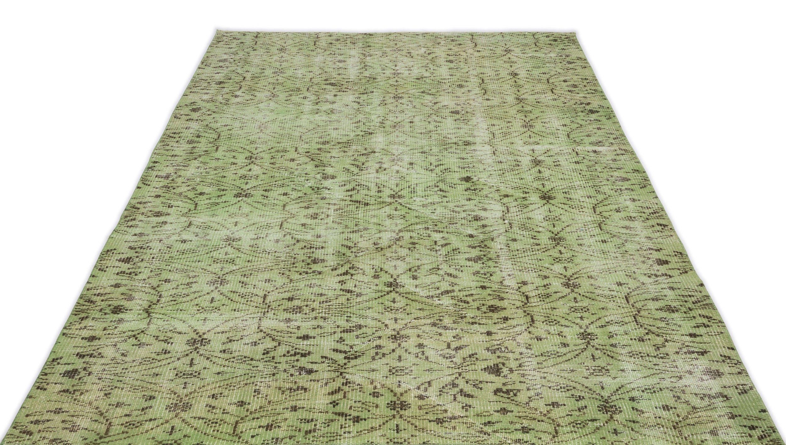 Atina Green Vintage Wool Handmade Area Rug 5'2" x 8'11"