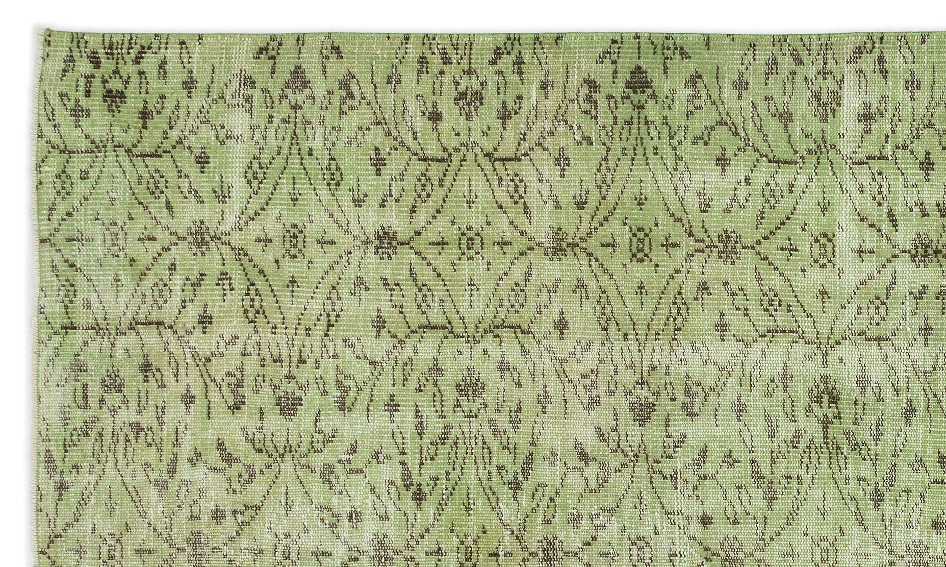 Atina Green Vintage Wool Handmade Area Rug 5'2" x 8'11"