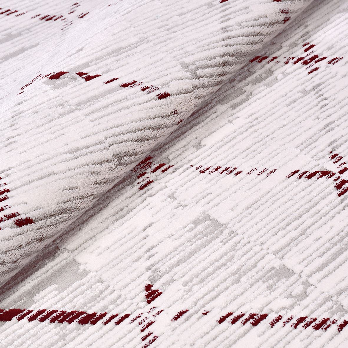 Bamboo Viscose Area Rug – Machine Made Geometric Cream Rug for Living Room