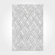 Bamboo Viscose Area Rug – Machine Made Grey Geometric Durable Carpet for Living Room