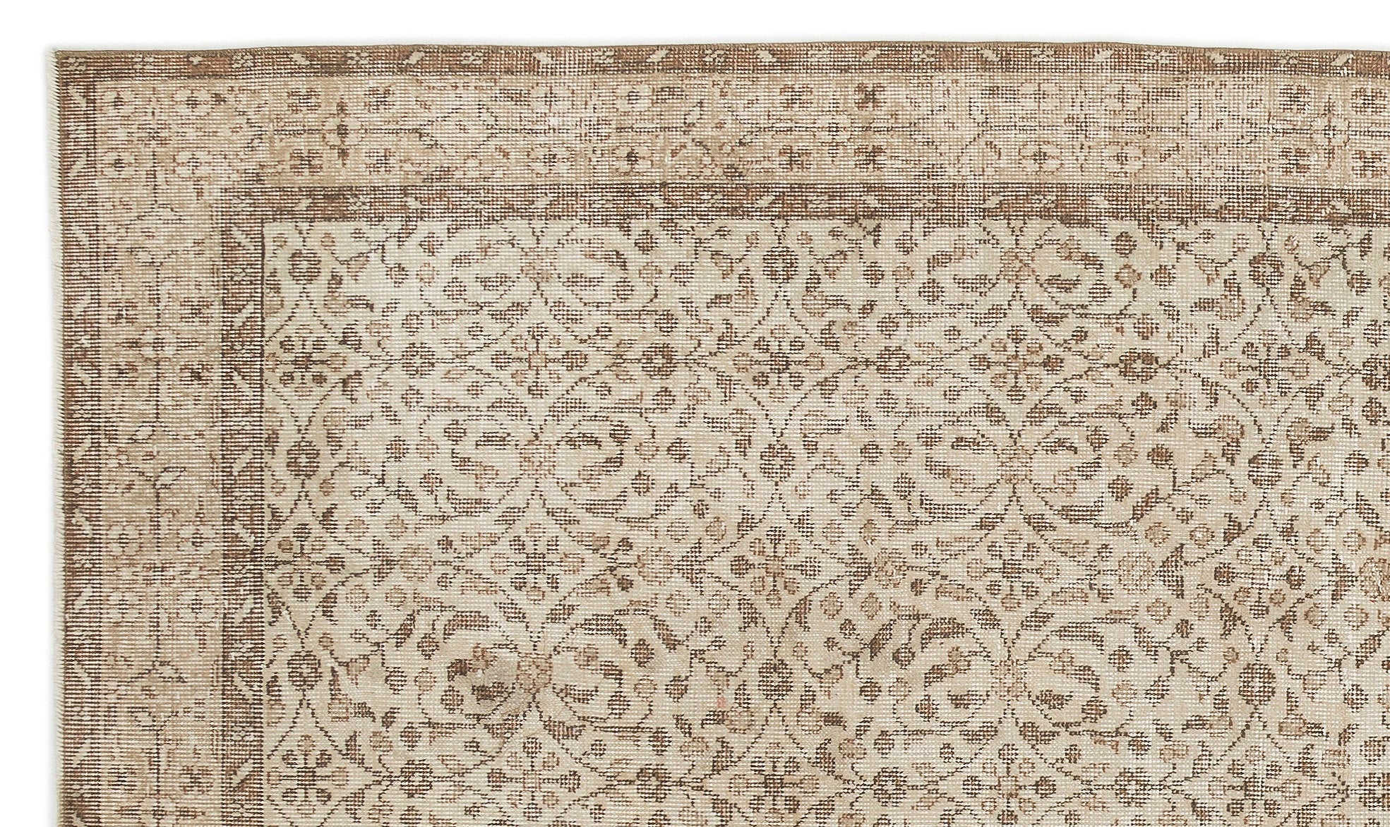 Atina Beige Vintage Wool Handmade Area Rug 5'7" x 9'5"