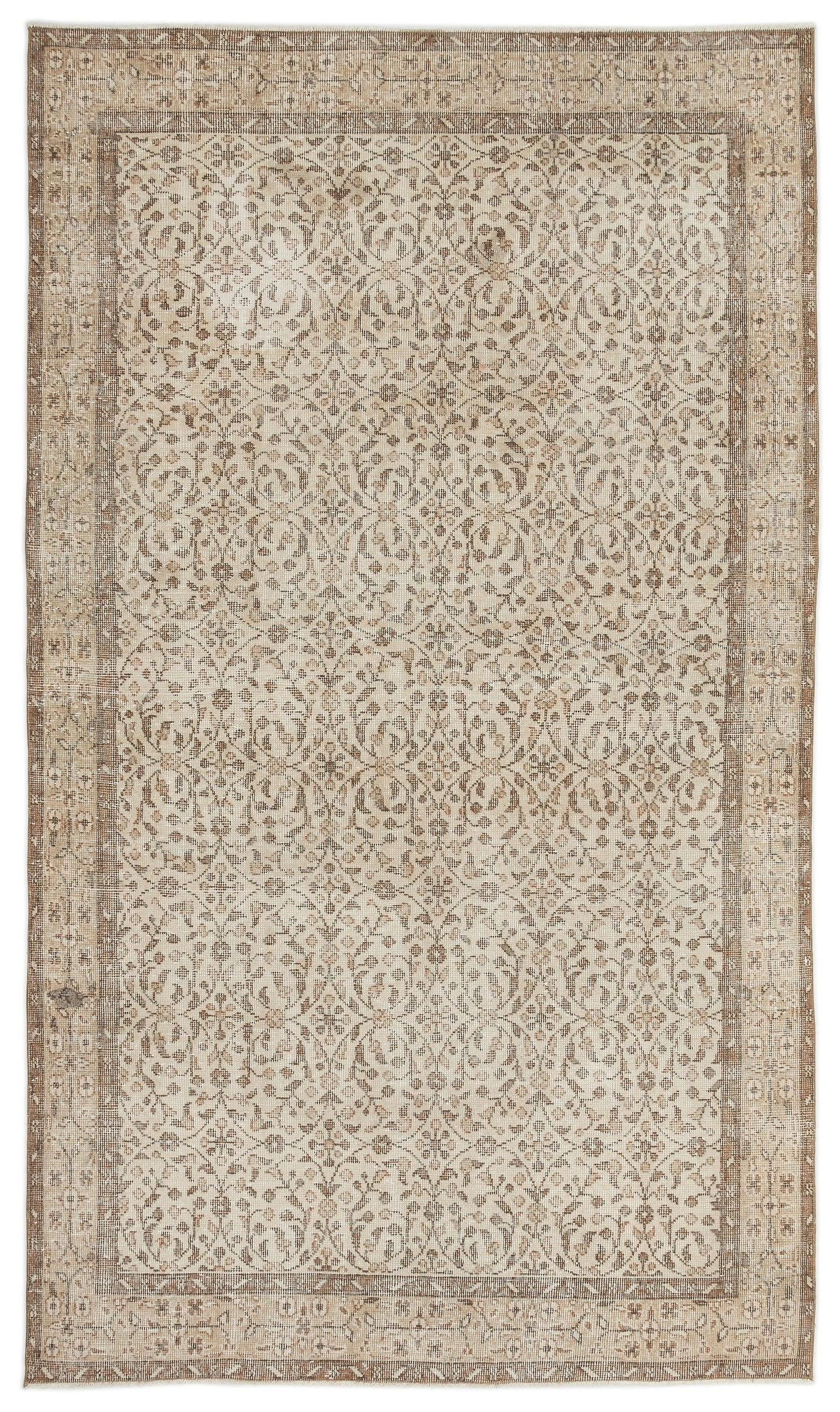 Atina Beige Vintage Wool Handmade Area Rug 5'7" x 9'5"