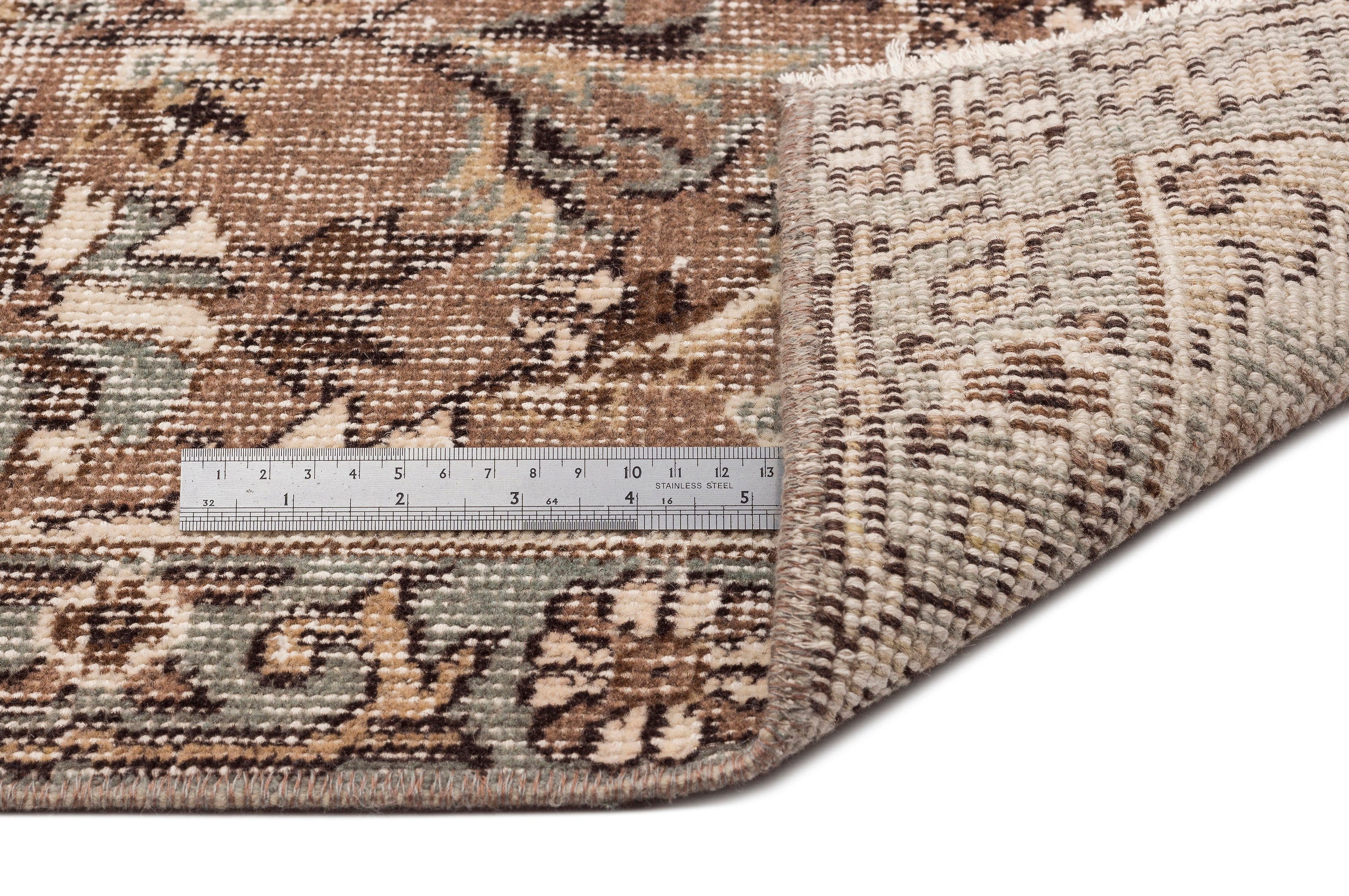 Atina Beige Vintage Wool Handmade Area Rug 6'4" x 9'9"