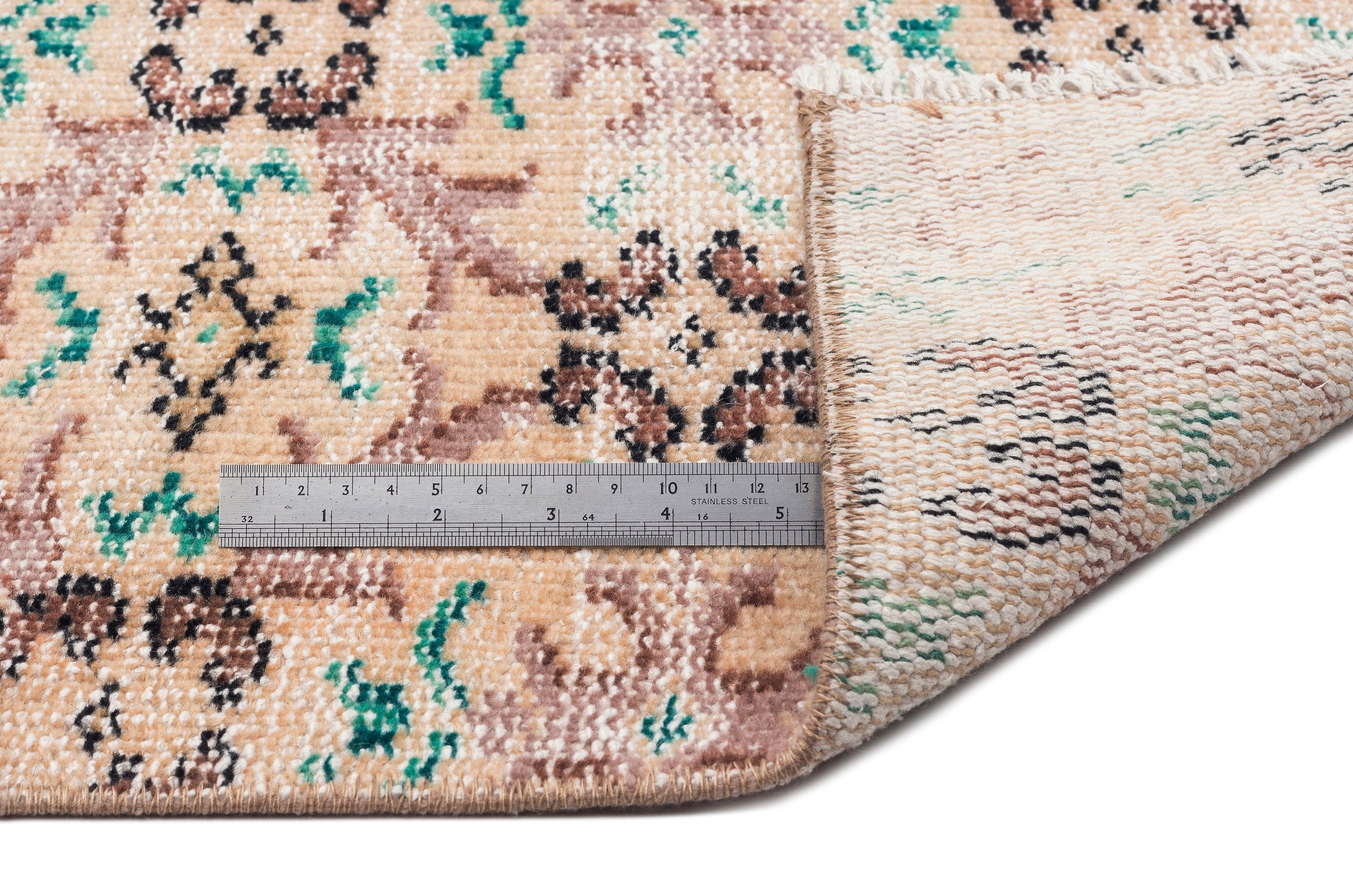 Atina Cream Vintage Wool Handmade Area Rug 6'0" x 8'5"
