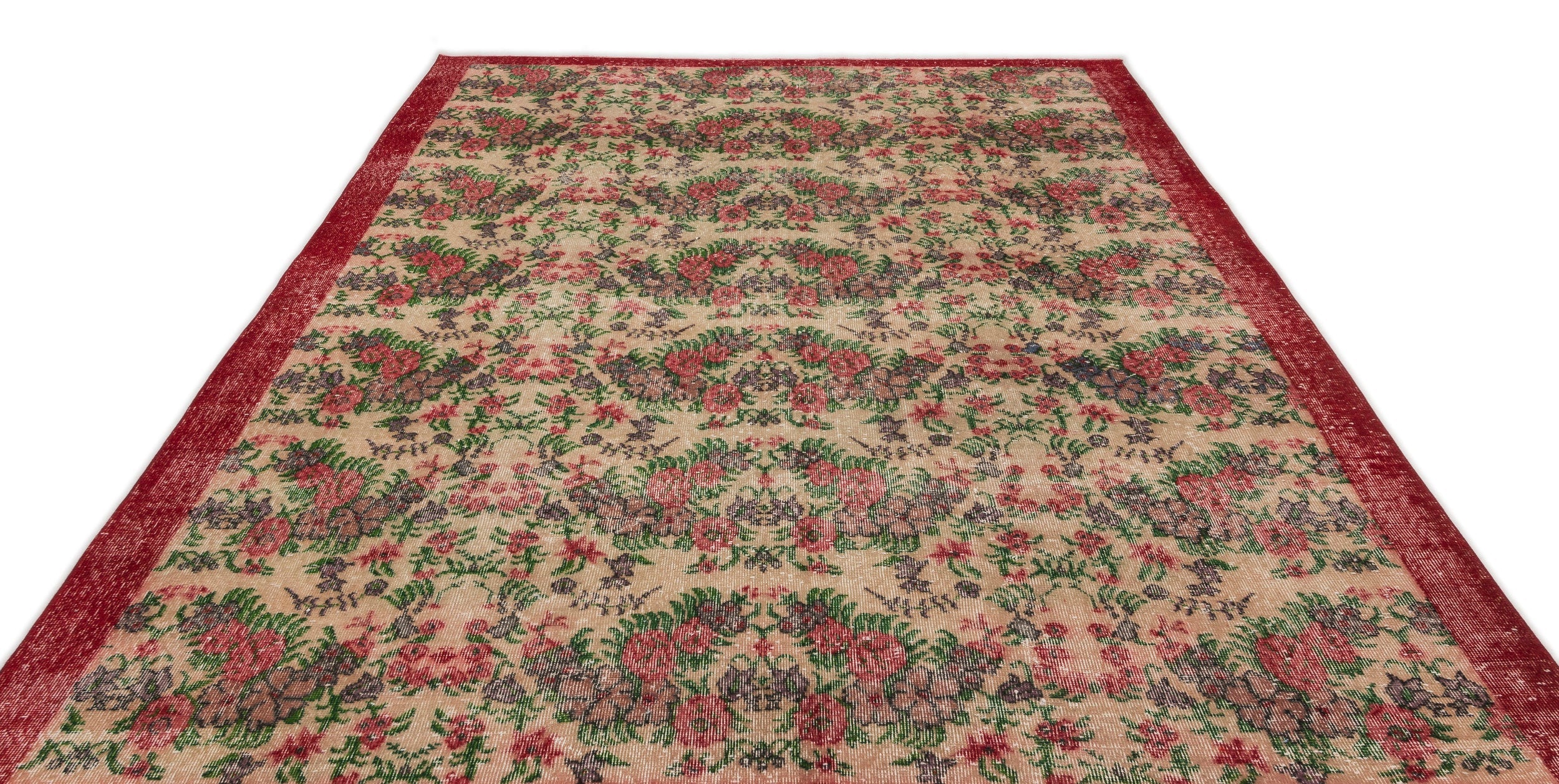 Atina Cream Vintage Wool Handmade Area Rug 7'0" x 10'3"