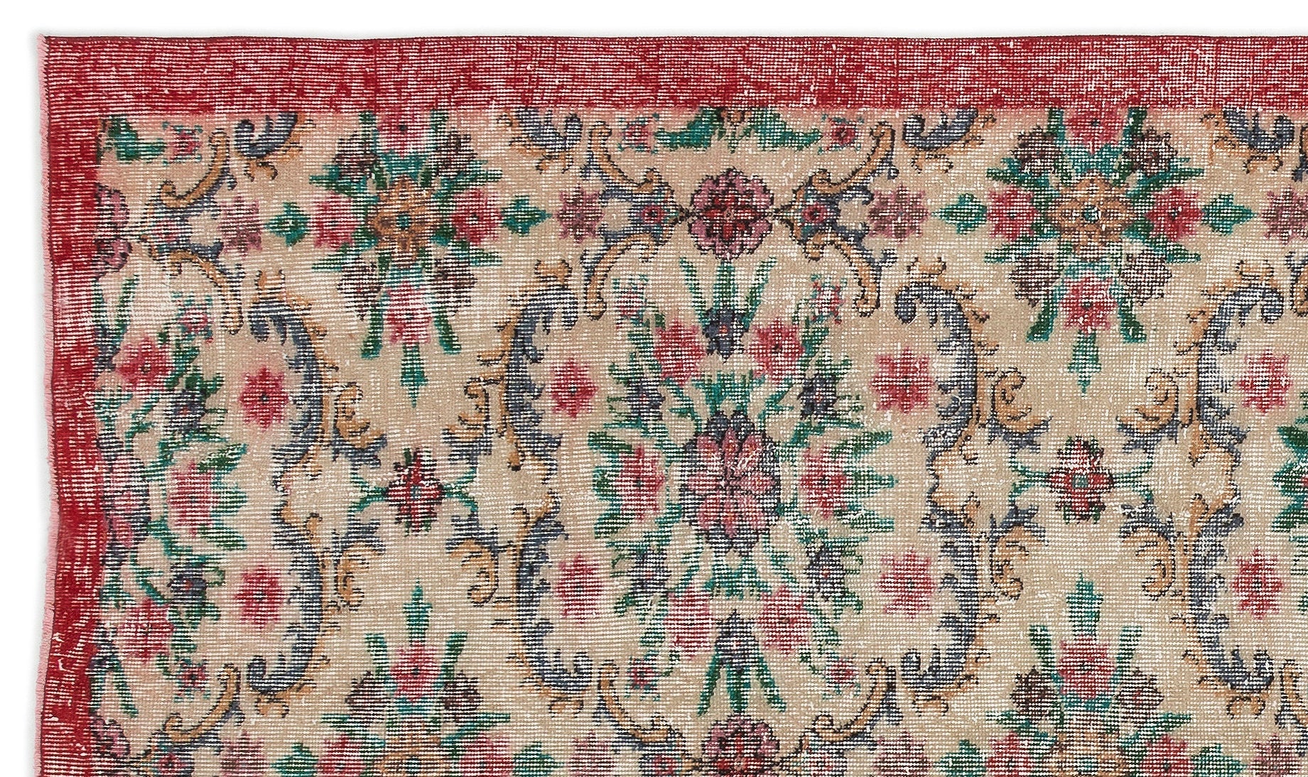 Atina Cream Vintage Wool Handmade Area Rug 5'1" x 8'11"