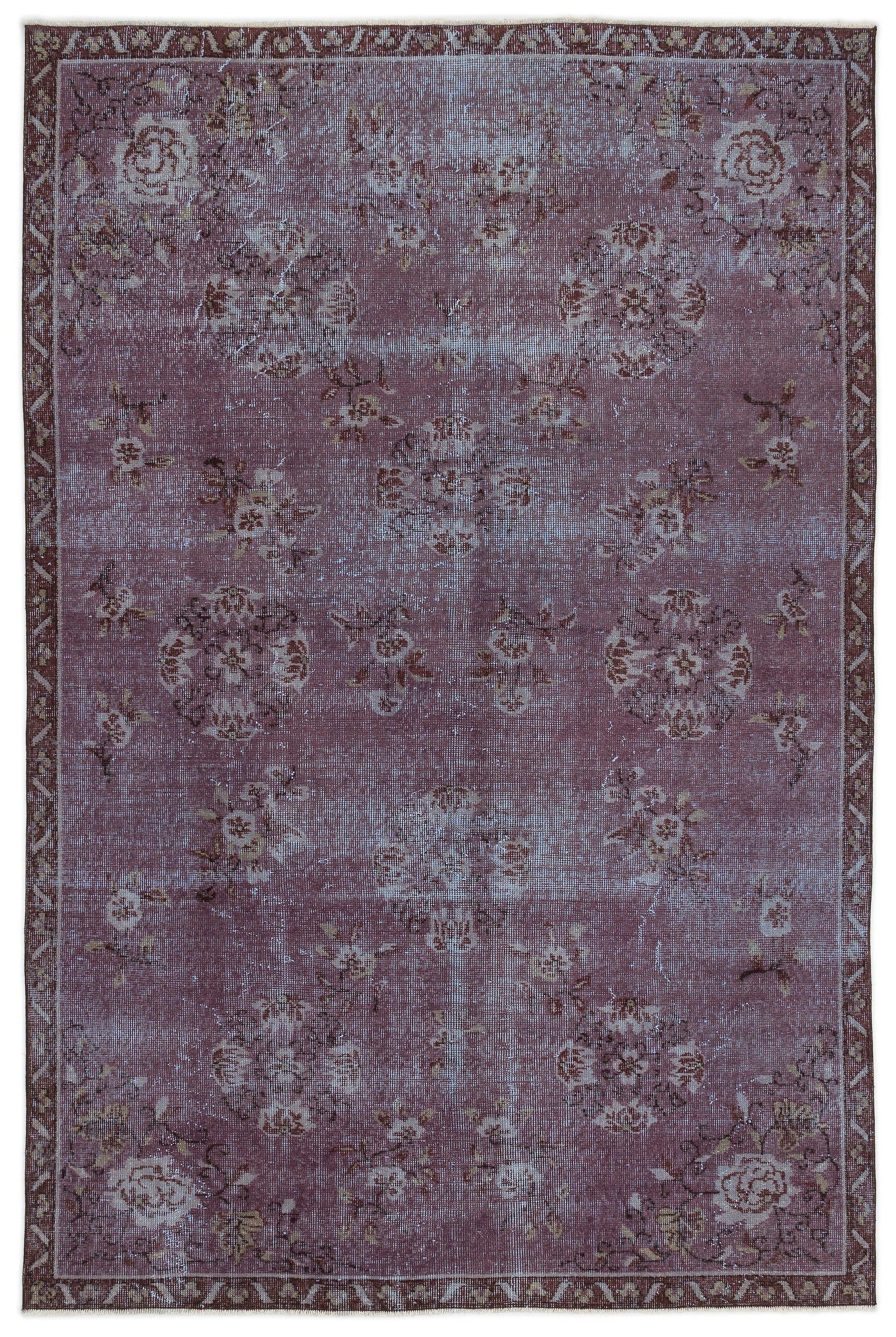 Atina Purple Vintage Wool Handmade Area Rug 5'9" x 8'5"