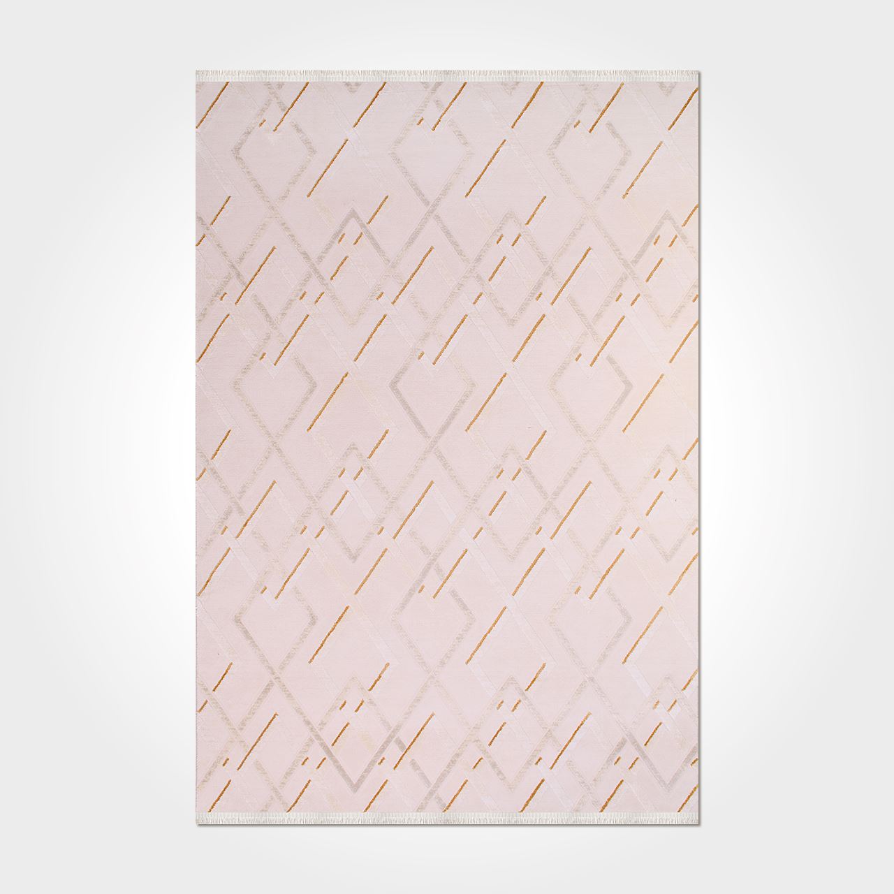 Bamboo Viscose Area Rug – Machine Made Geometric Cream Bamboo Fiber Carpet