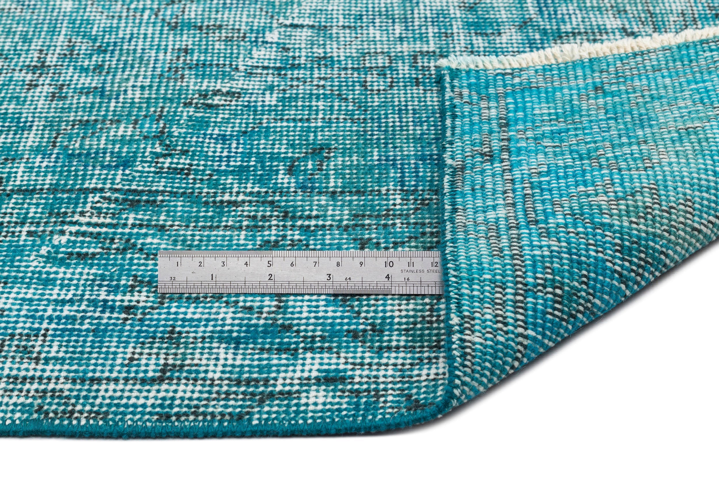 Atina Turquoise Vintage Wool Handmade Area Rug 3'10" x 6'9"