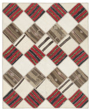 Teselya Beige Striped Wool Handmade Area Rug 5'9" x 7'1"