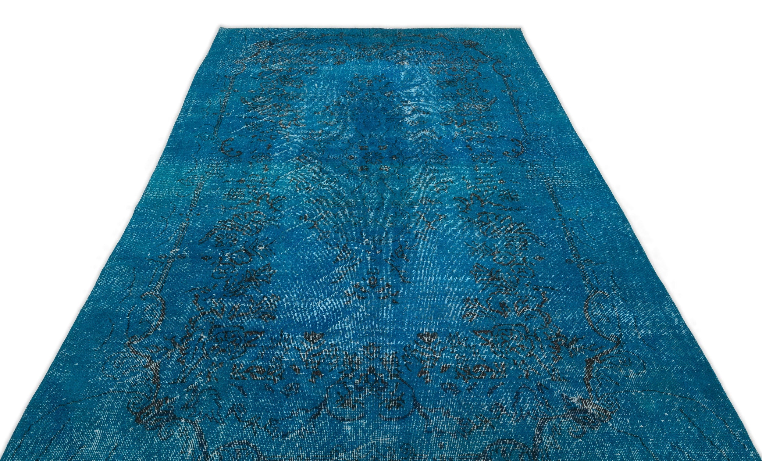Atina Turquoise Vintage Wool Handmade Area Rug 5'5" x 11'1"