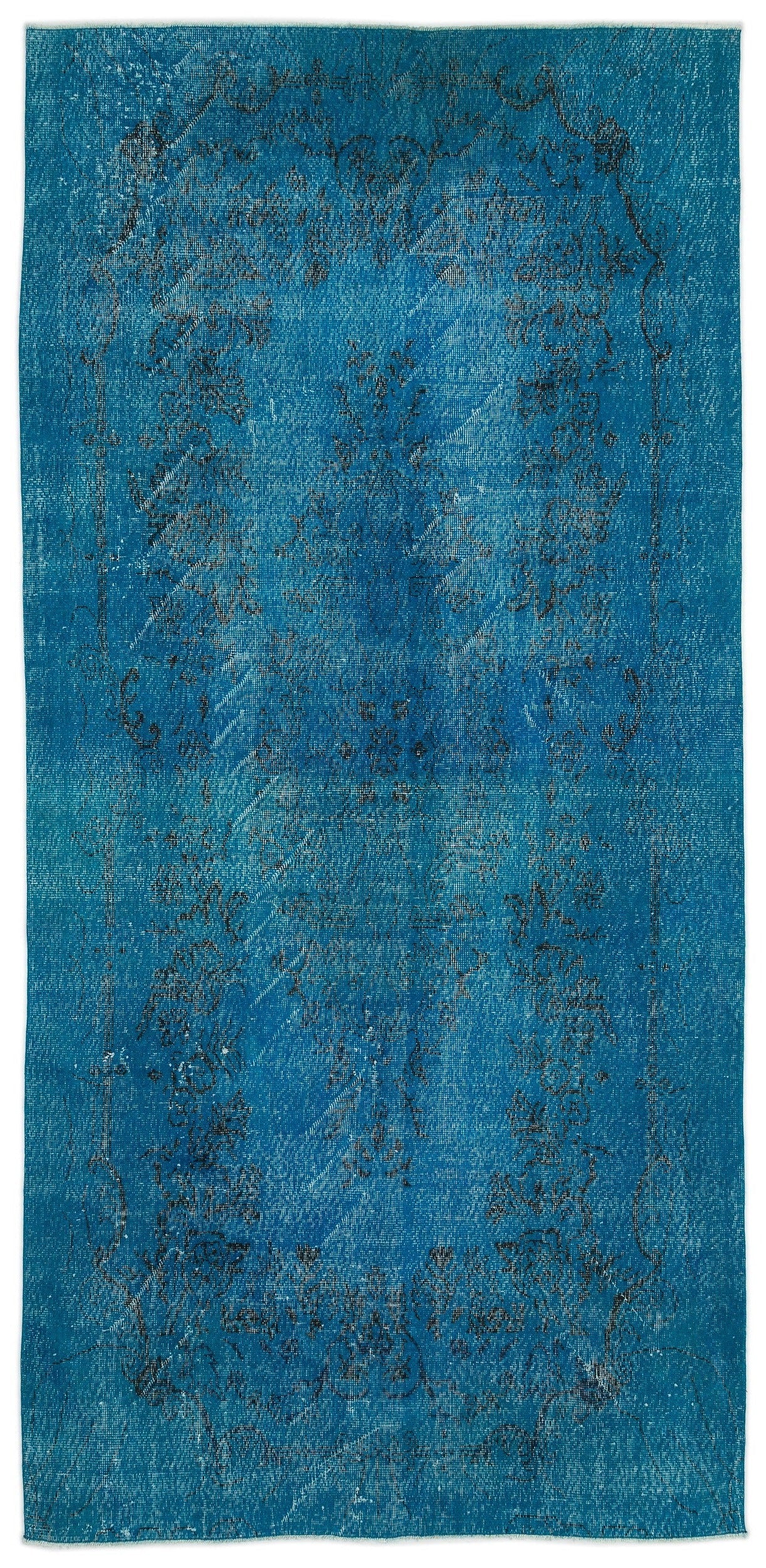 Atina Turquoise Vintage Wool Handmade Area Rug 5'5" x 11'1"