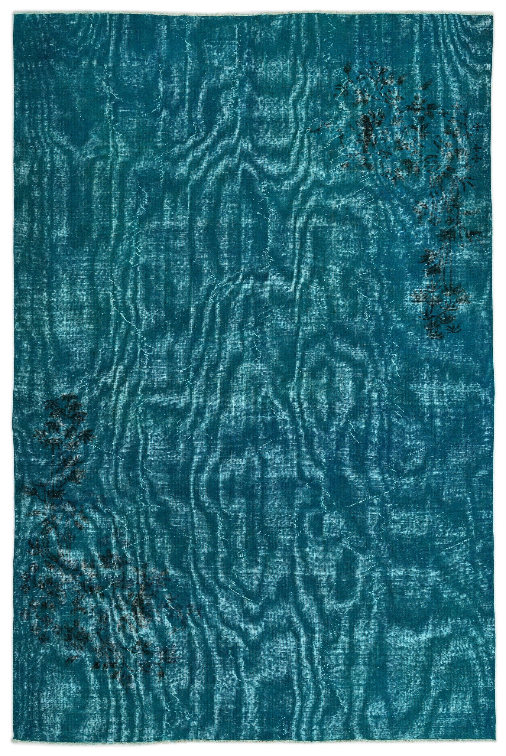 Atina Turquoise Vintage Wool Handmade Area Rug 6'9" x 10'4"