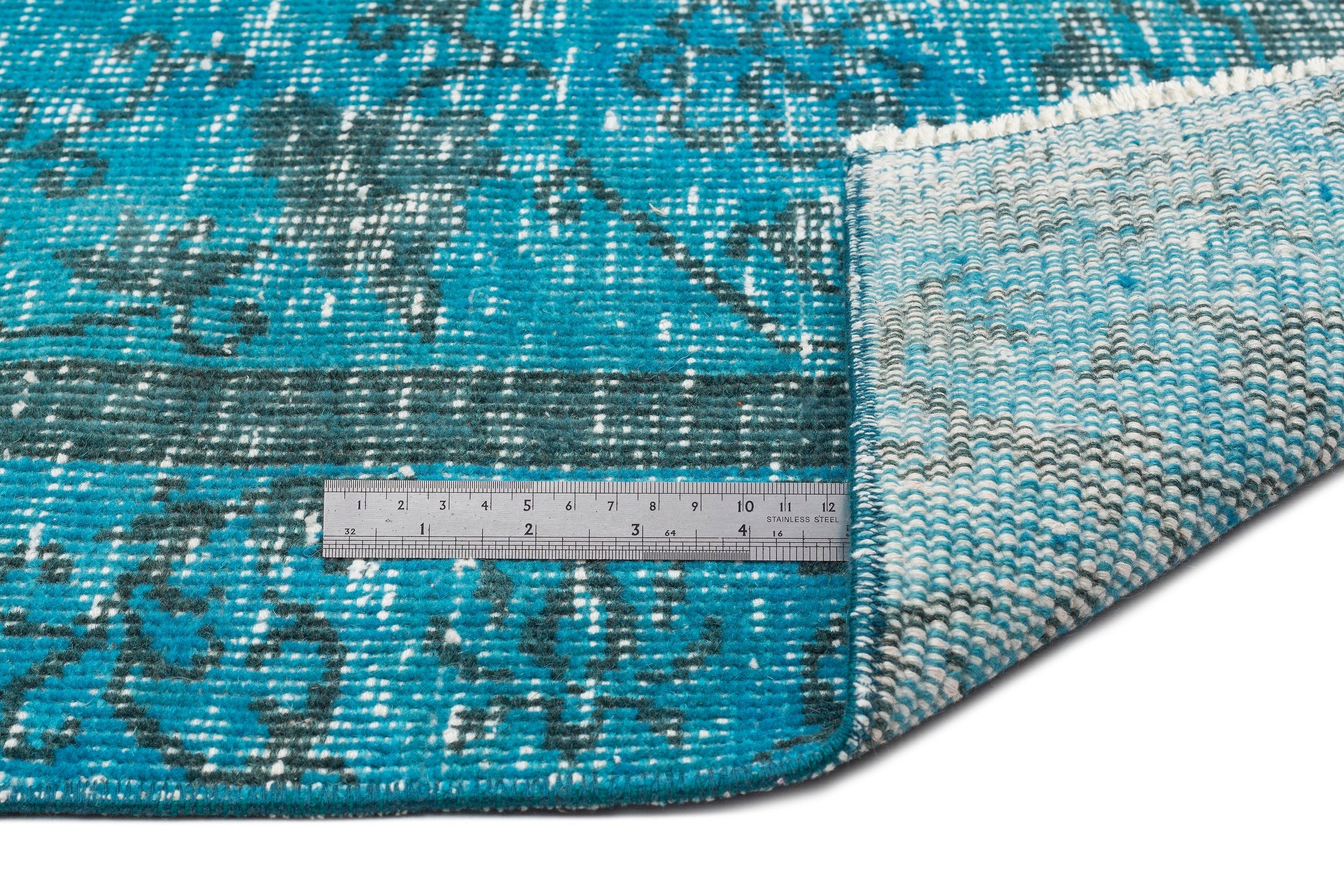 Atina Turquoise Vintage Wool Handmade Area Rug 4'4" x 7'8"