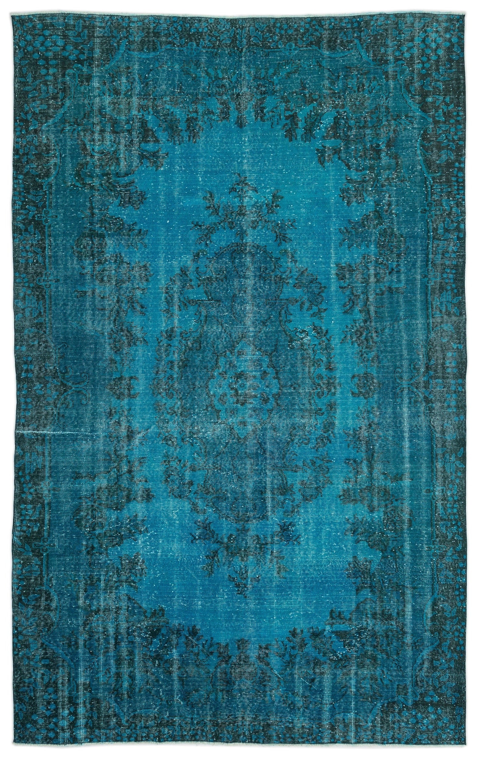 Atina Turquoise Vintage Wool Handmade Area Rug 6'6" x 10'9"
