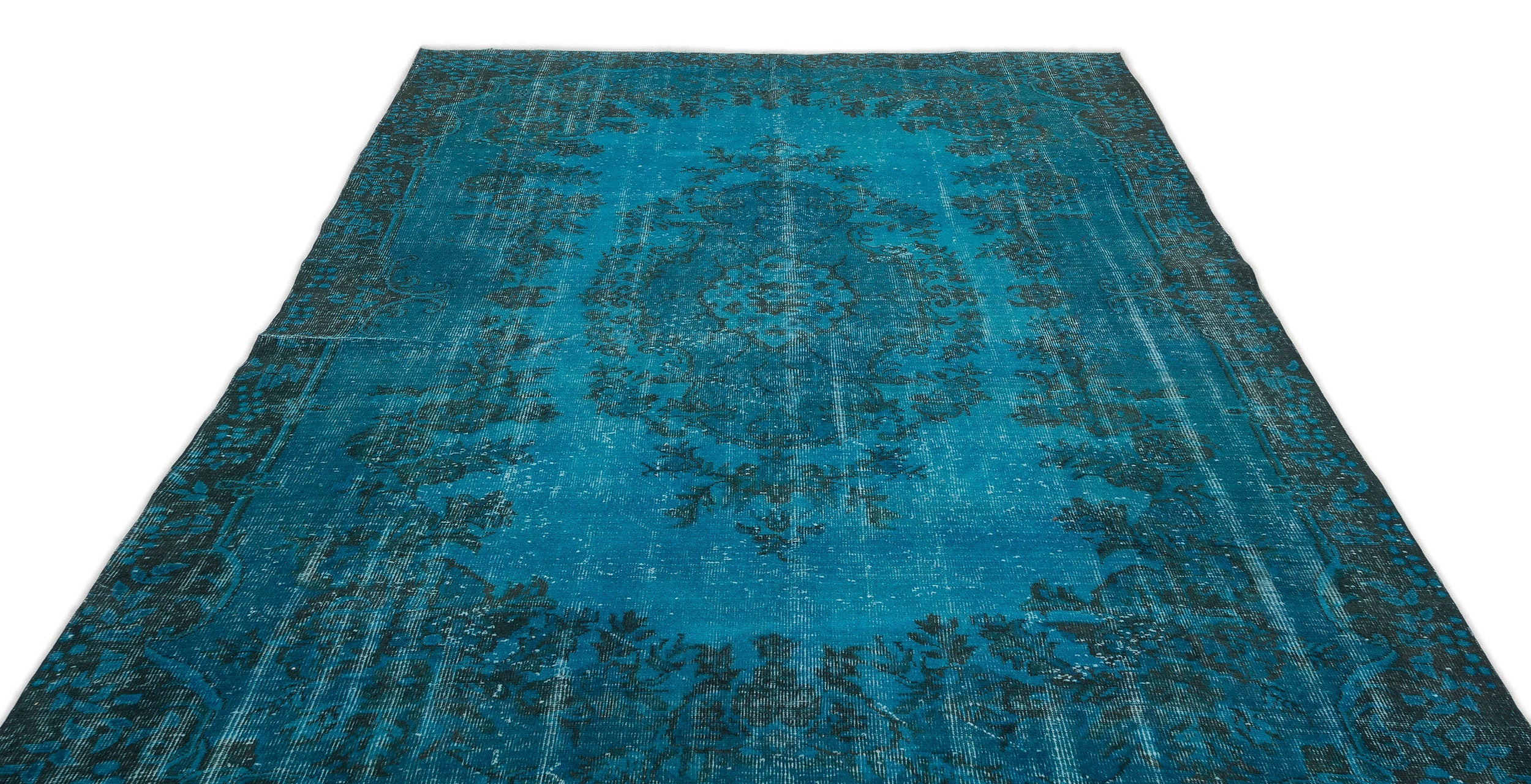 Atina Turquoise Vintage Wool Handmade Area Rug 6'6" x 10'9"