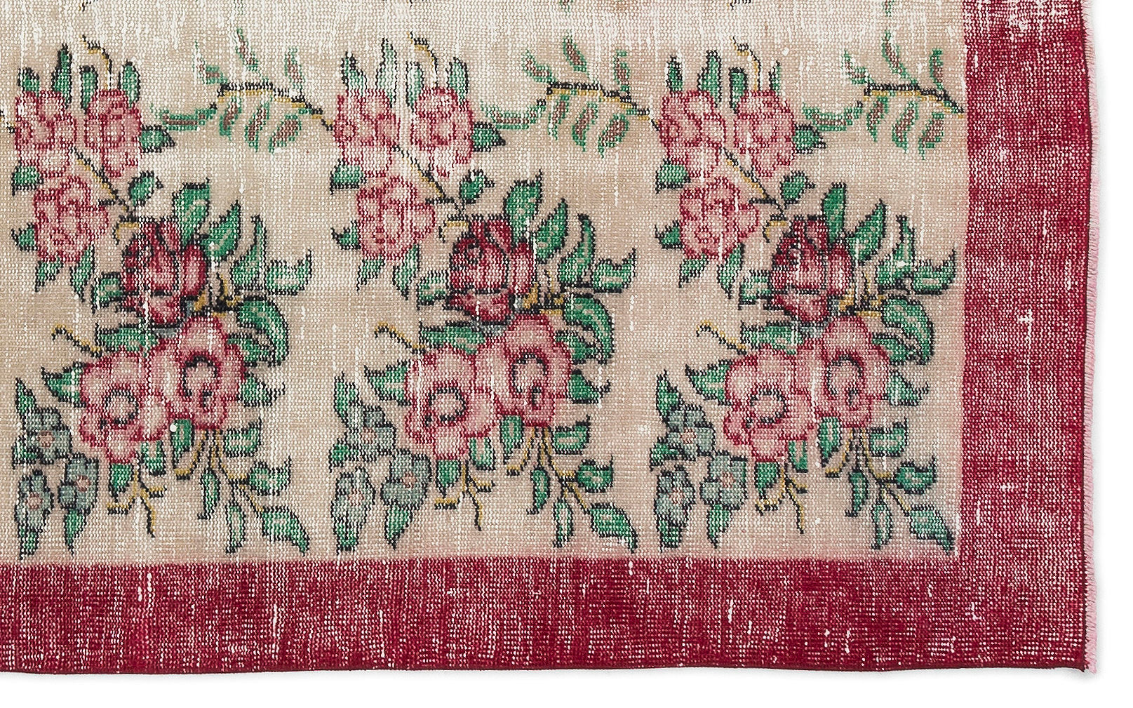Atina Cream Vintage Wool Handmade Area Rug 4'9" x 7'10"