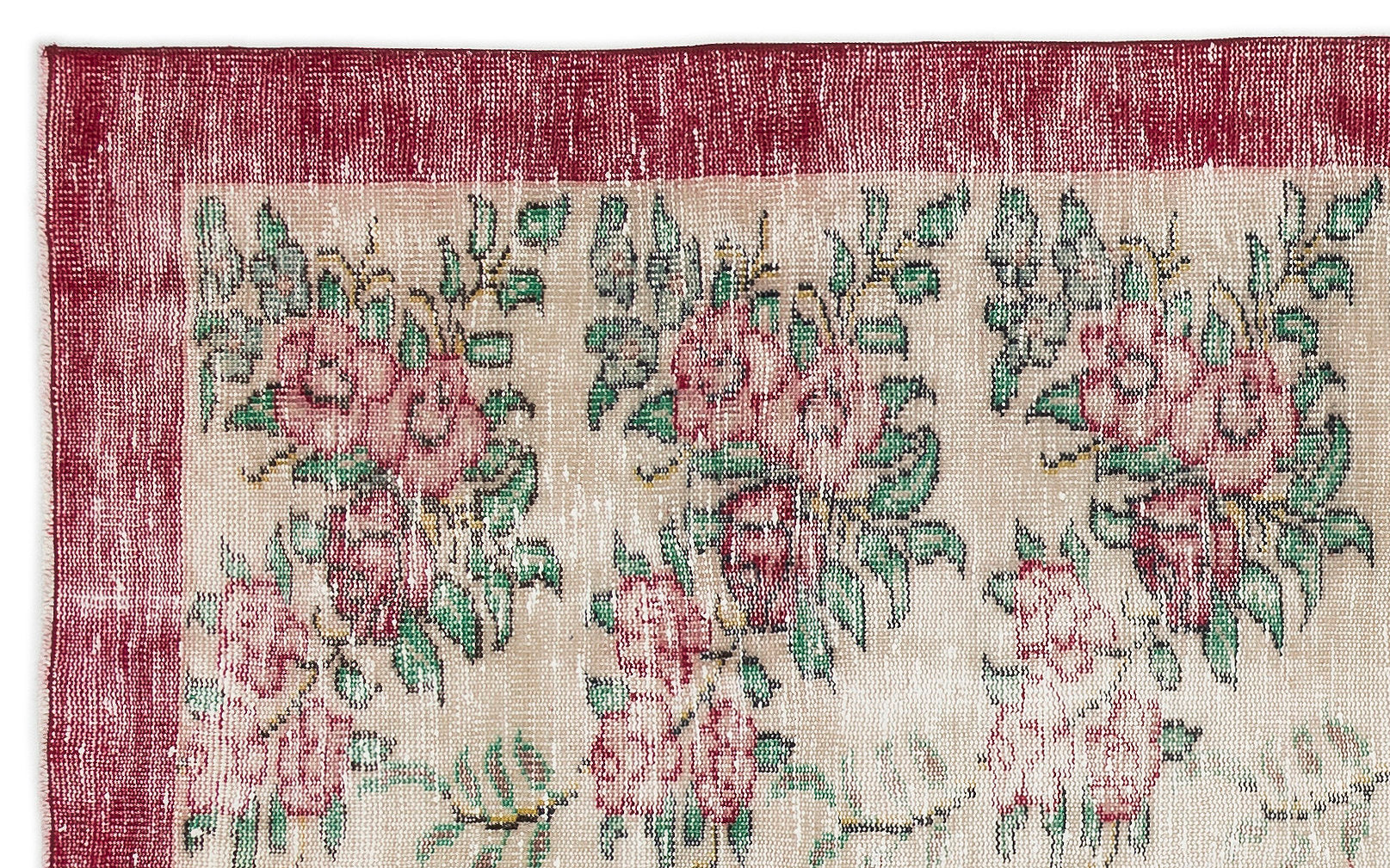 Atina Cream Vintage Wool Handmade Area Rug 4'9" x 7'10"