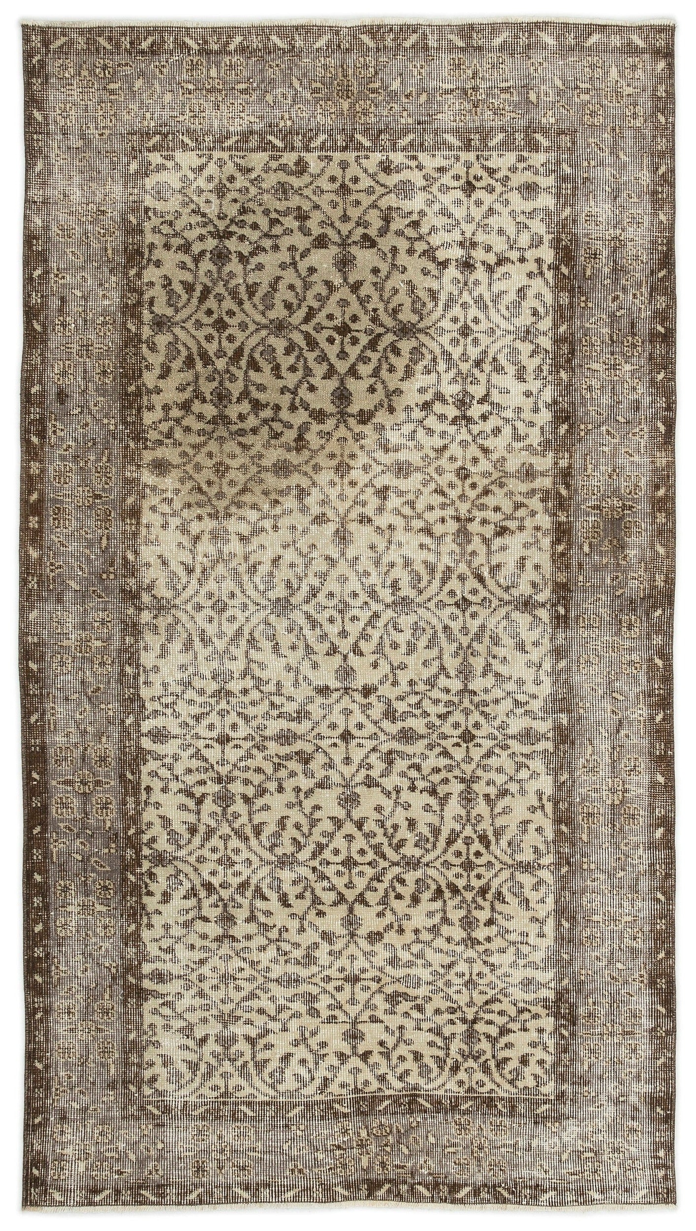 Atina Beige Vintage Wool Handmade Area Rug 3'10" x 6'10"