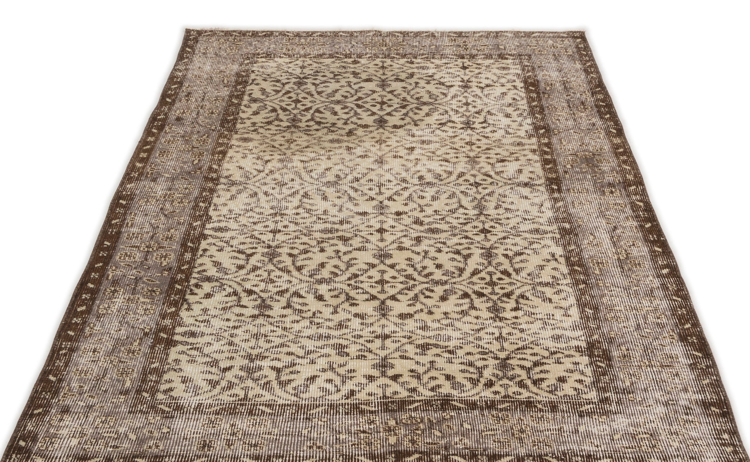 Atina Beige Vintage Wool Handmade Area Rug 3'10" x 6'10"