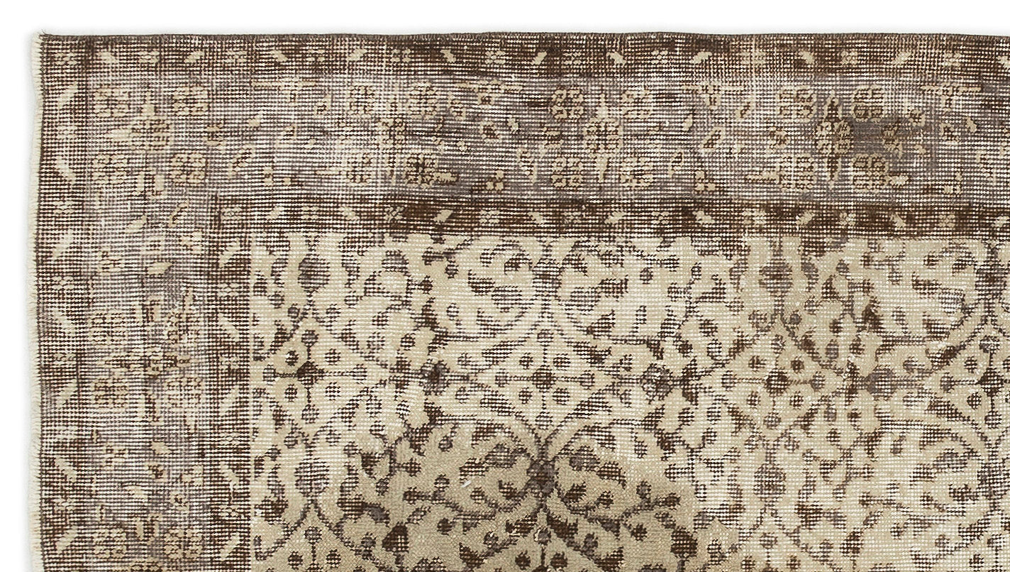 Atina Beige Vintage Wool Handmade Area Rug 3'10" x 6'10"