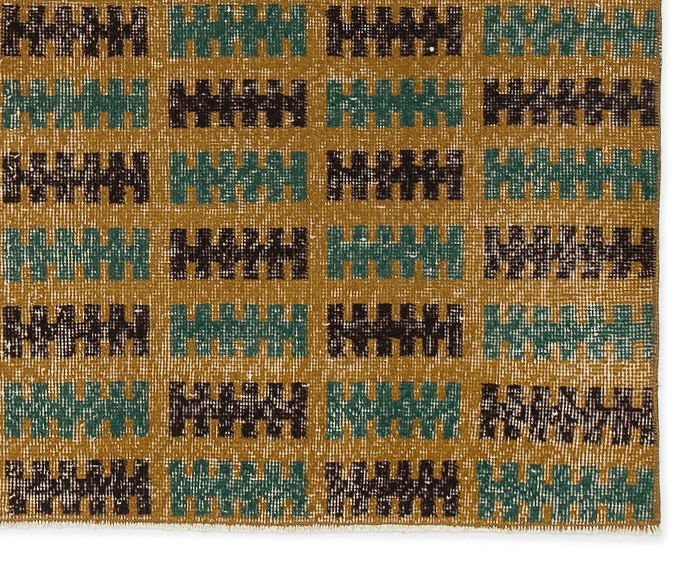 Atina Yellow Vintage Wool Handmade Area Rug 3'8" x 4'7"