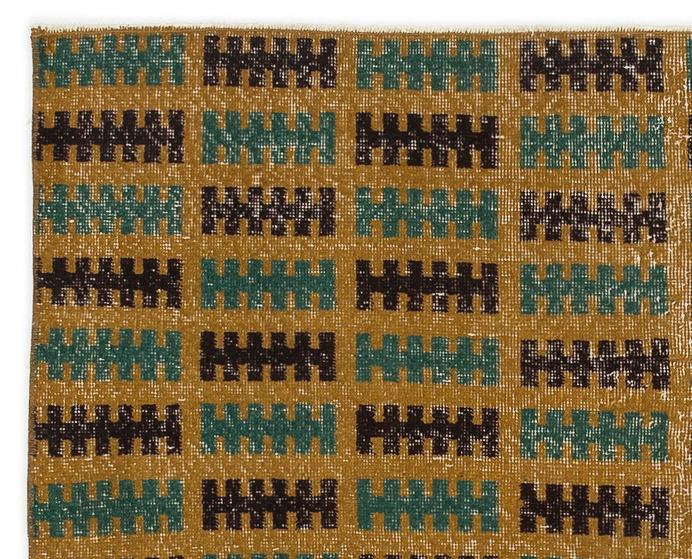 Atina Yellow Vintage Wool Handmade Area Rug 3'8" x 4'7"