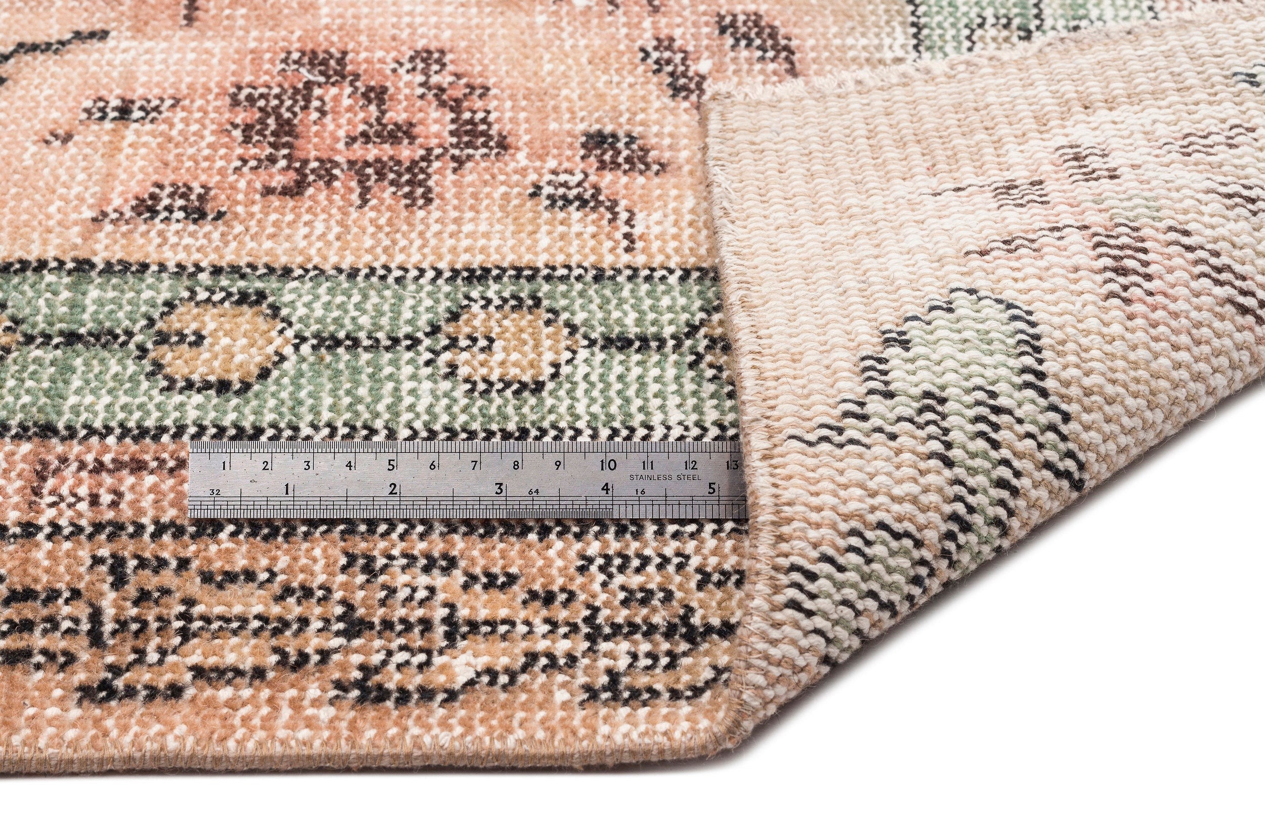 Atina Beige Vintage Wool Handmade Area Rug 6'2" x 10'7"