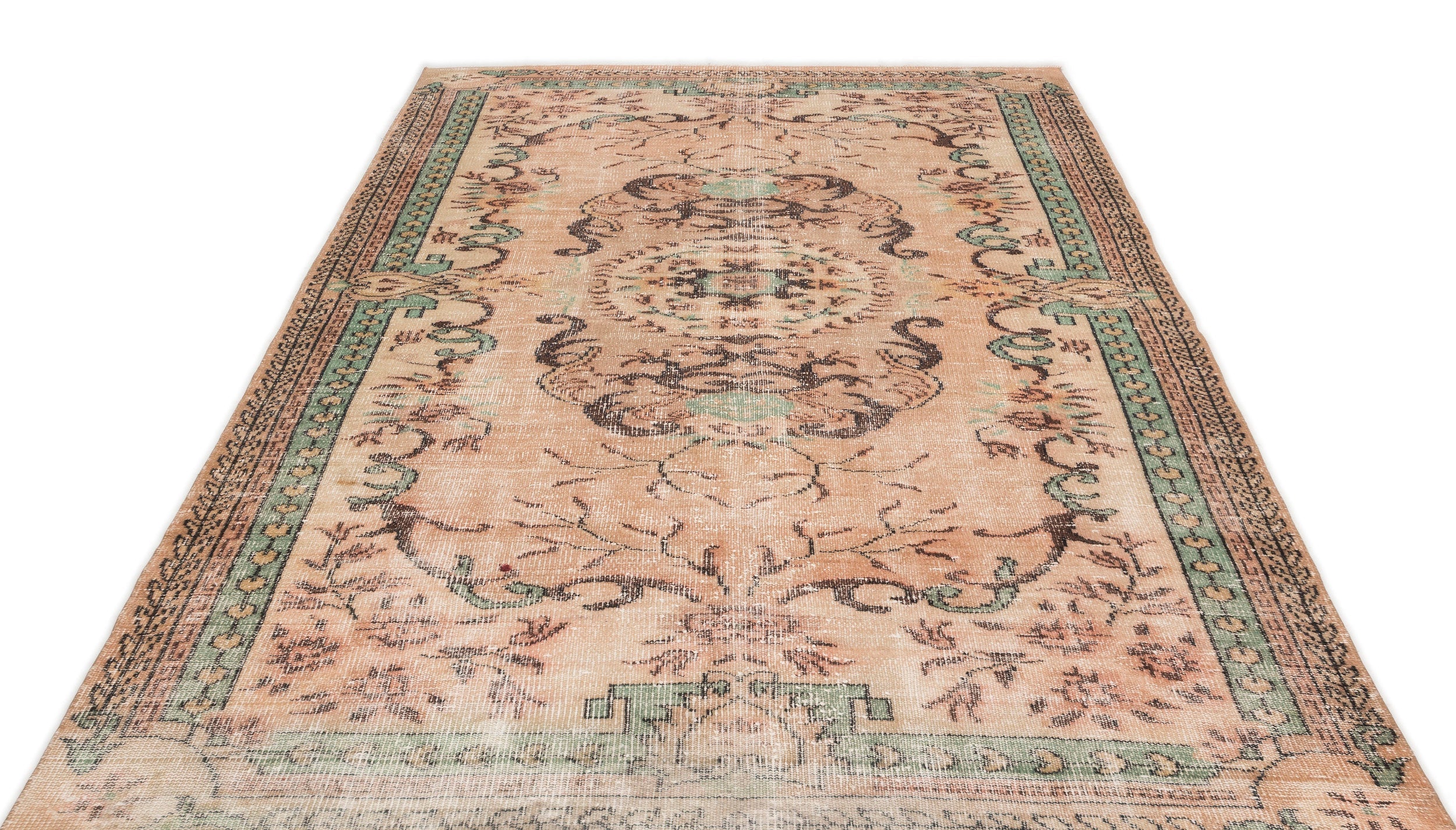 Atina Beige Vintage Wool Handmade Area Rug 6'2" x 10'7"