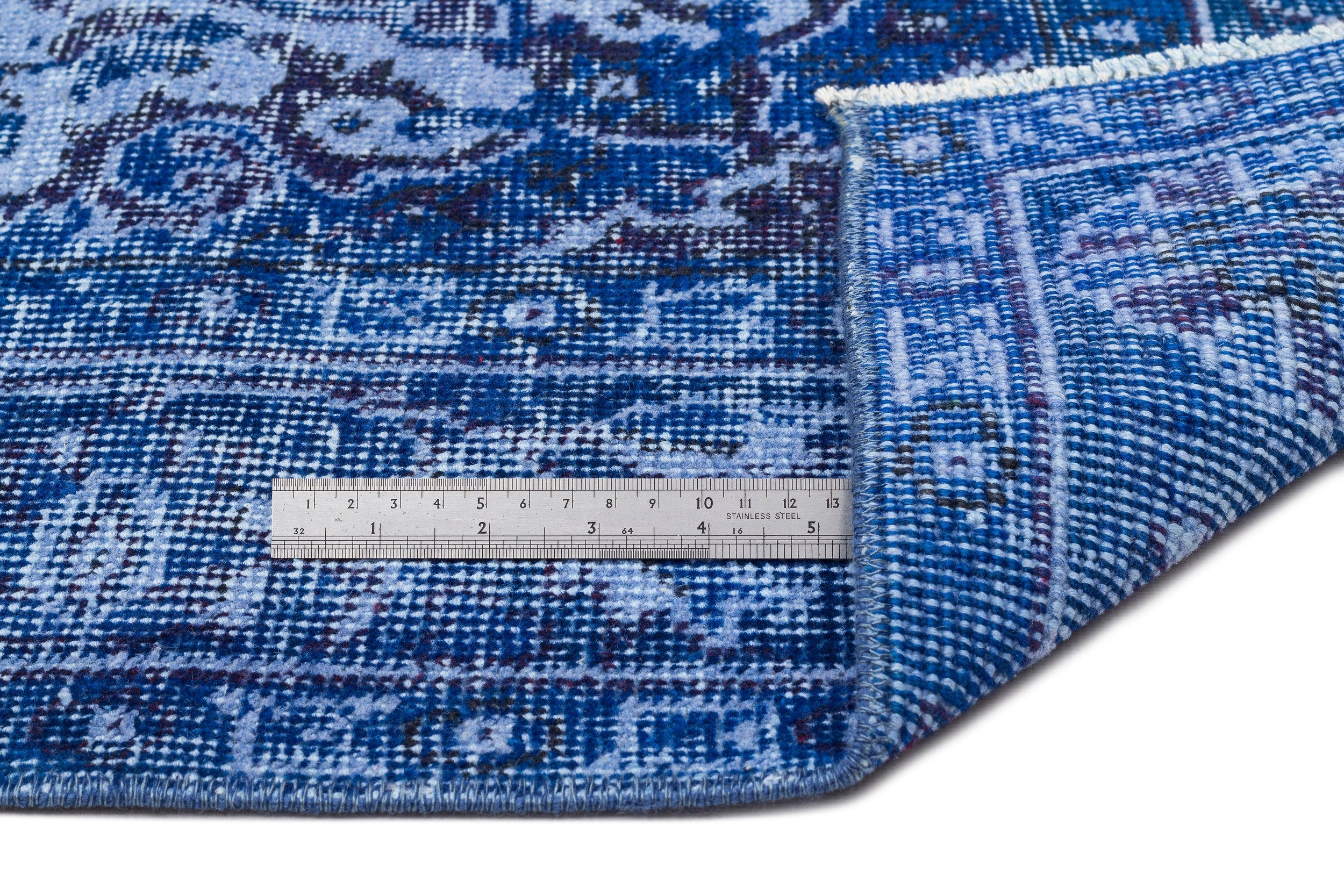 Atina Blue Vintage Wool Handmade Area Rug 5'4" x 9'5"
