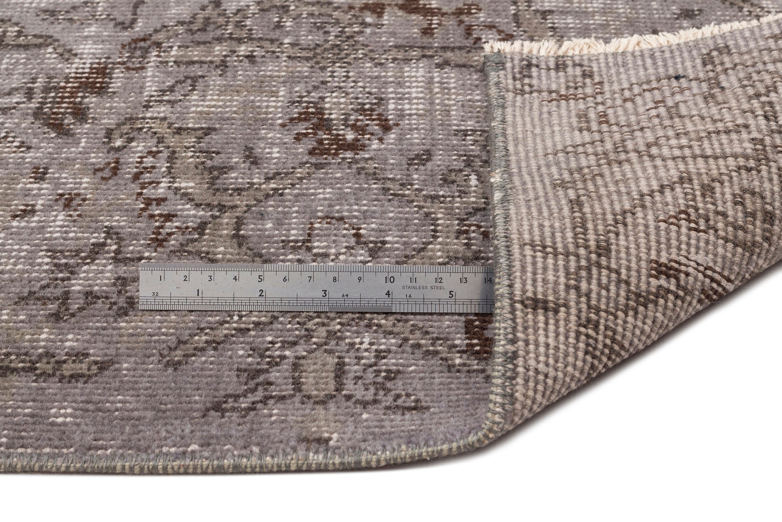 Atina Grey Vintage Wool Handmade Area Rug 6'1" x 8'10"