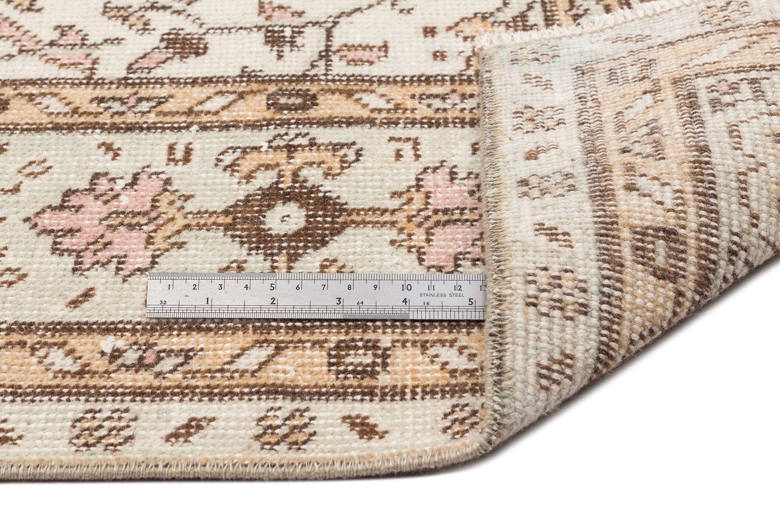 Atina Beige Vintage Wool Handmade Area Rug 6'0" x 10'0"