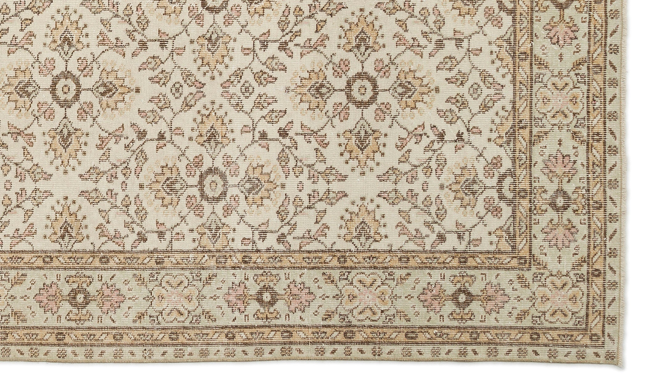 Atina Beige Vintage Wool Handmade Area Rug 6'0" x 10'0"