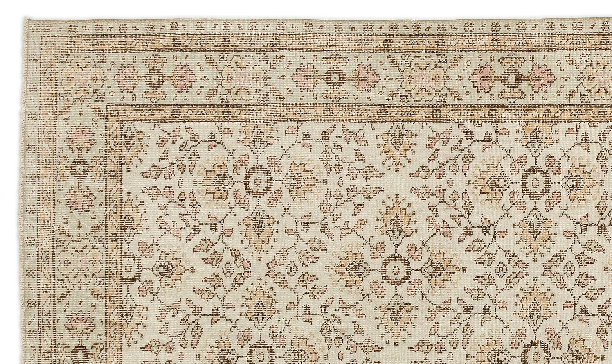 Atina Beige Vintage Wool Handmade Area Rug 6'0" x 10'0"