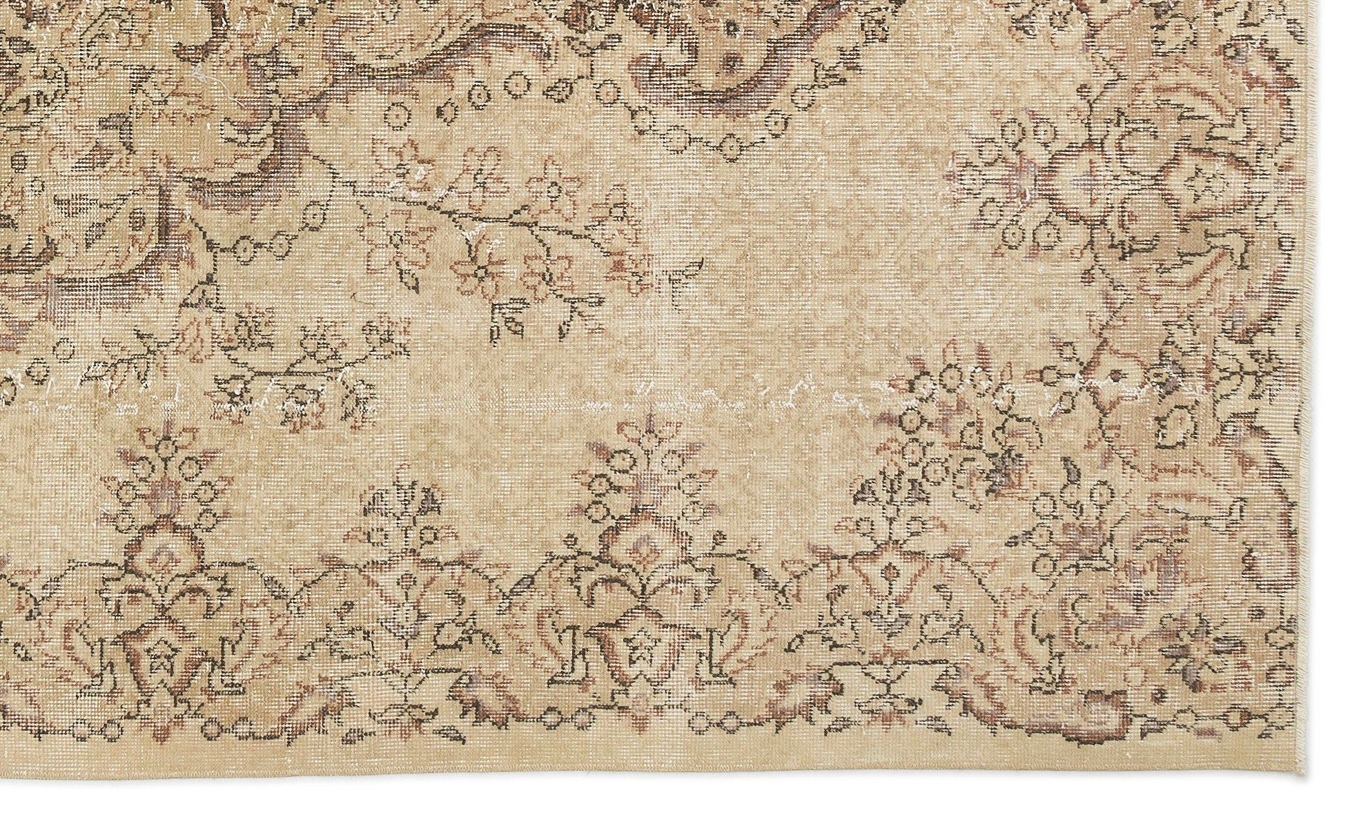 Atina Beige Vintage Wool Handmade Area Rug 5'8" x 9'4"