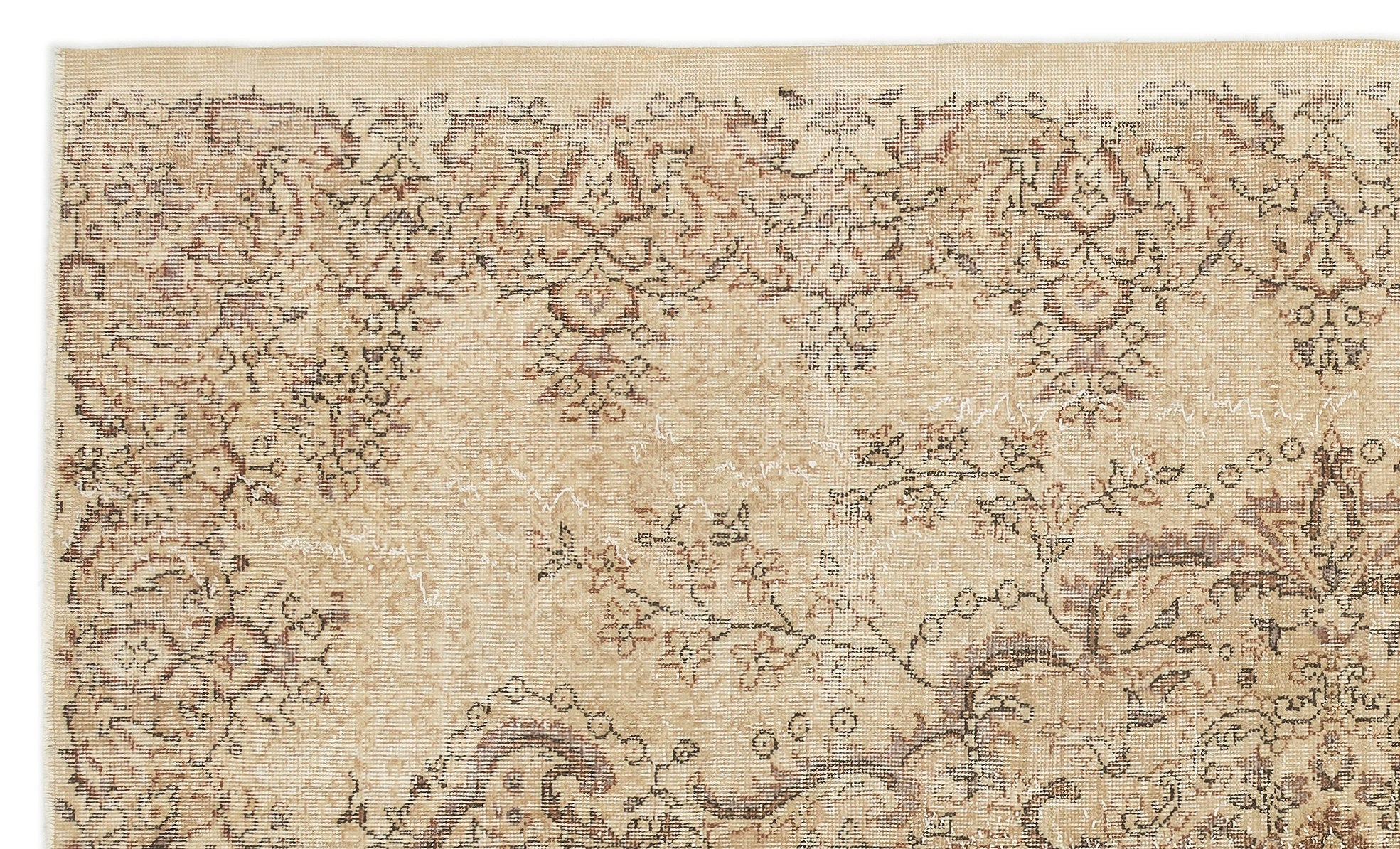 Atina Beige Vintage Wool Handmade Area Rug 5'8" x 9'4"