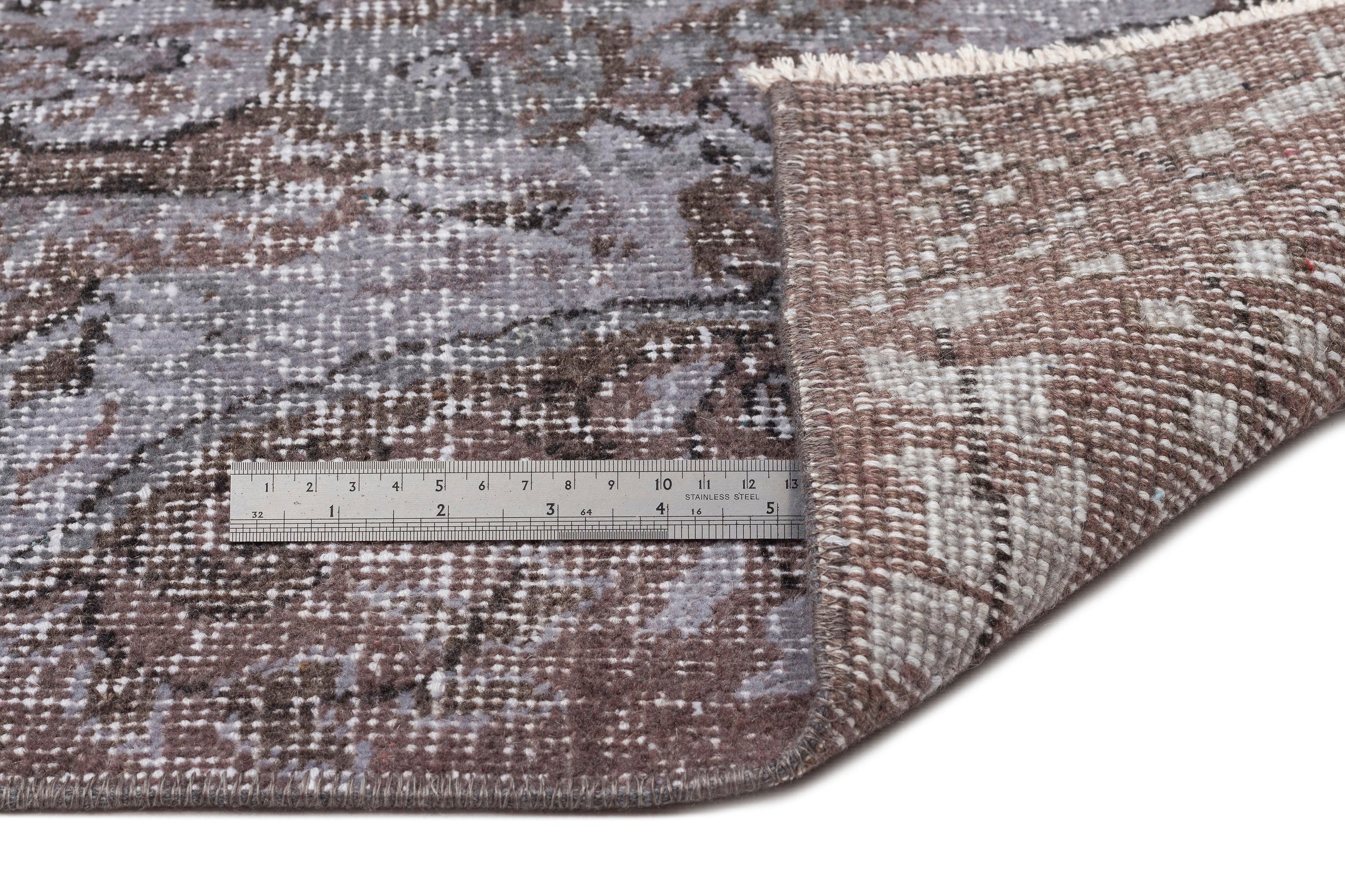 Atina Grey Vintage Wool Handmade Area Rug 5'8" x 9'7"