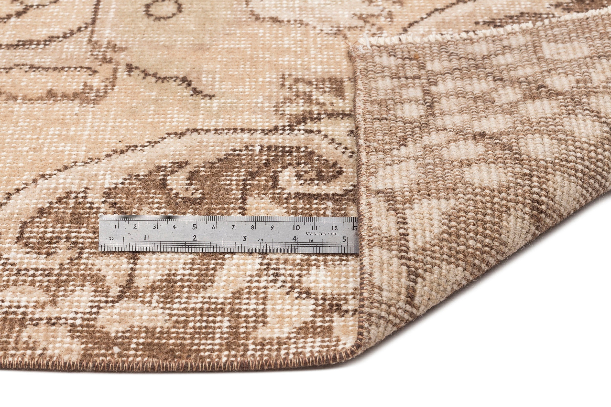Atina Beige Vintage Wool Handmade Area Rug 5'7" x 9'5"