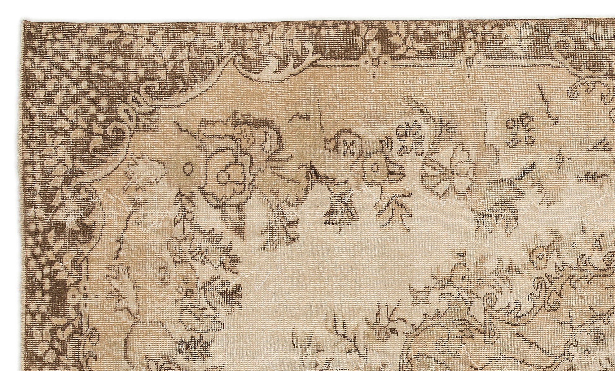 Atina Beige Vintage Wool Handmade Area Rug 5'7" x 9'5"