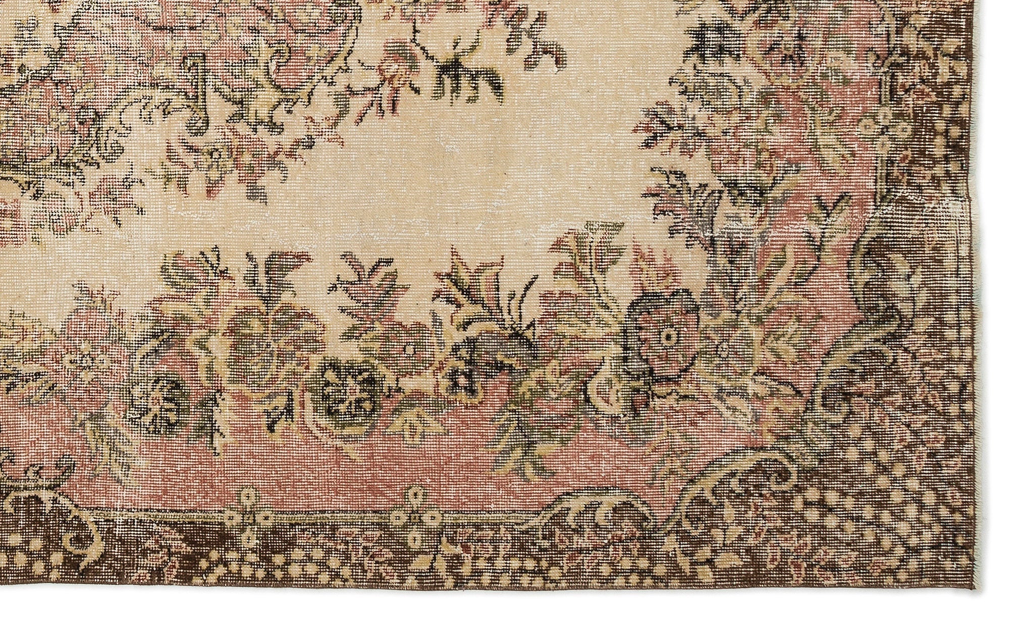 Atina Beige Vintage Wool Handmade Area Rug 6'9" x 8'1"