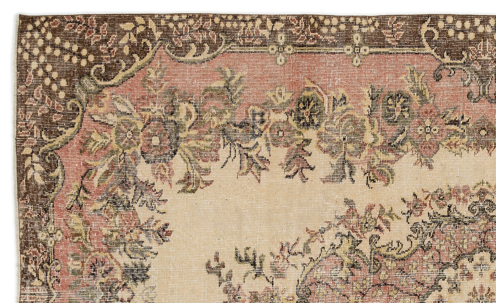Atina Beige Vintage Wool Handmade Area Rug 6'9" x 8'1"
