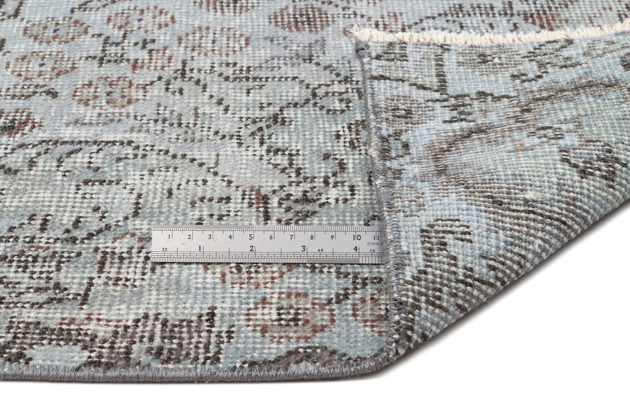 Atina Blue Vintage Wool Handmade Area Rug 5'6" x 9'6"