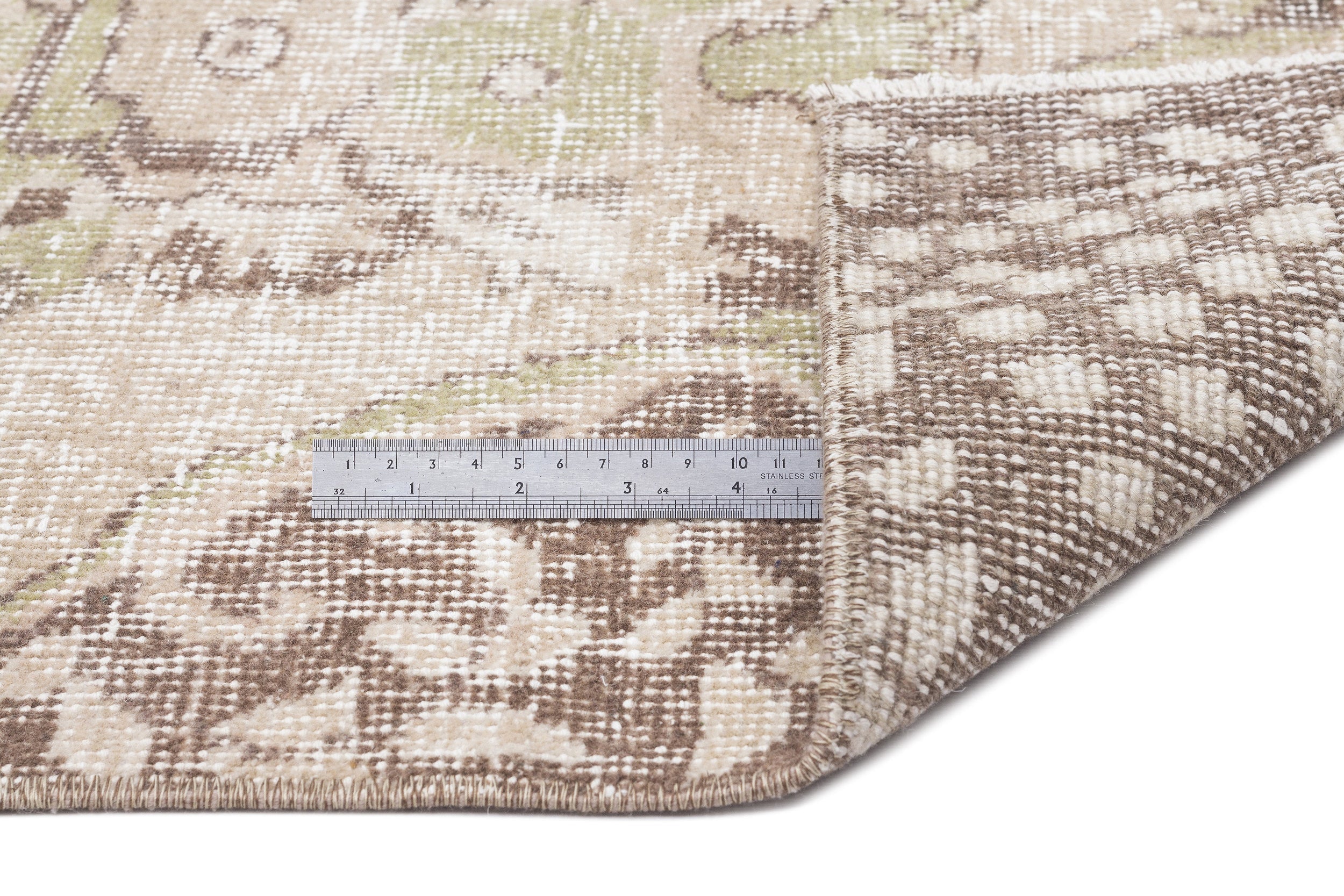 Atina Beige Vintage Wool Handmade Area Rug 5'7" x 8'6"