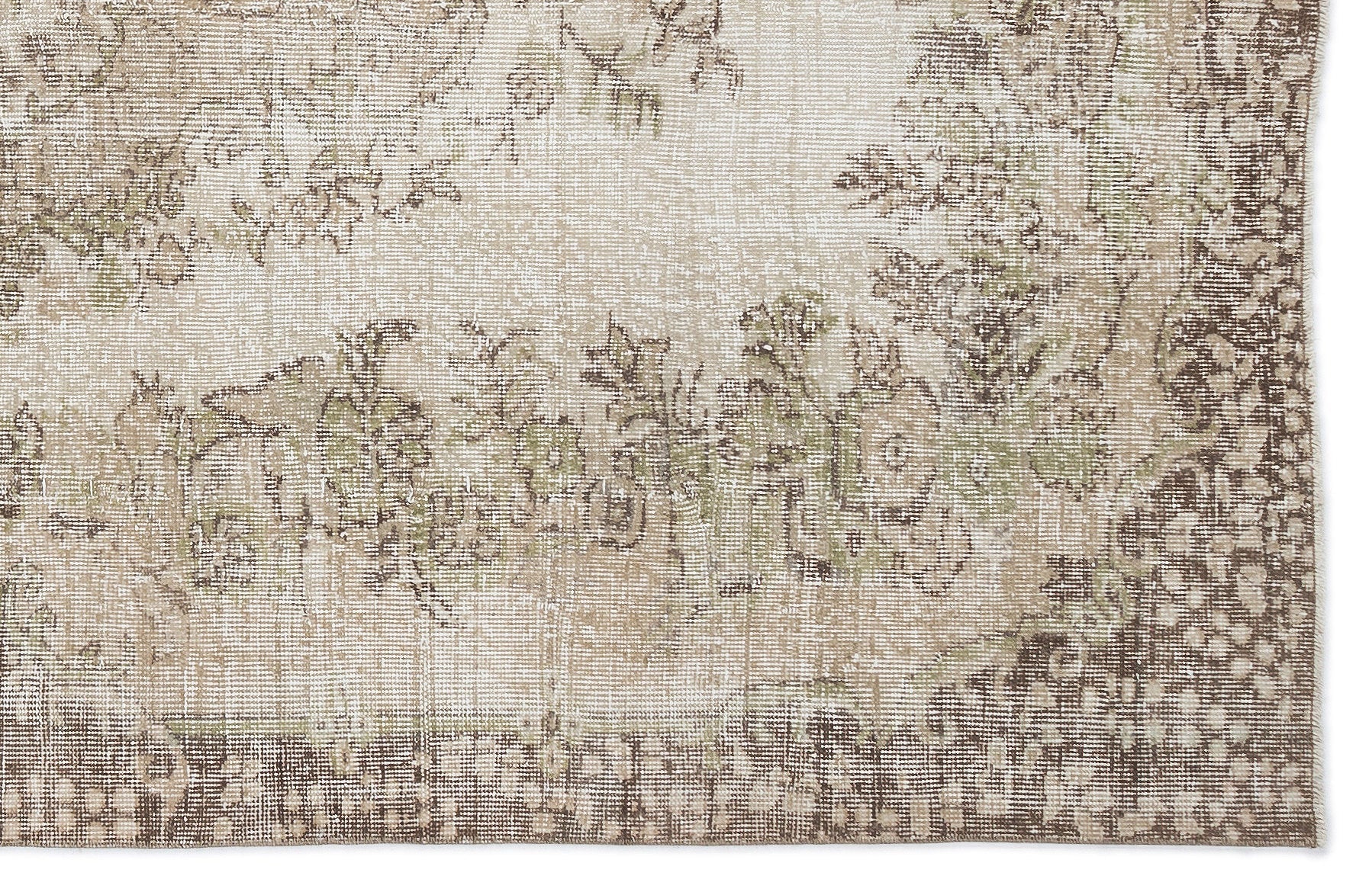 Atina Beige Vintage Wool Handmade Area Rug 5'7" x 8'6"