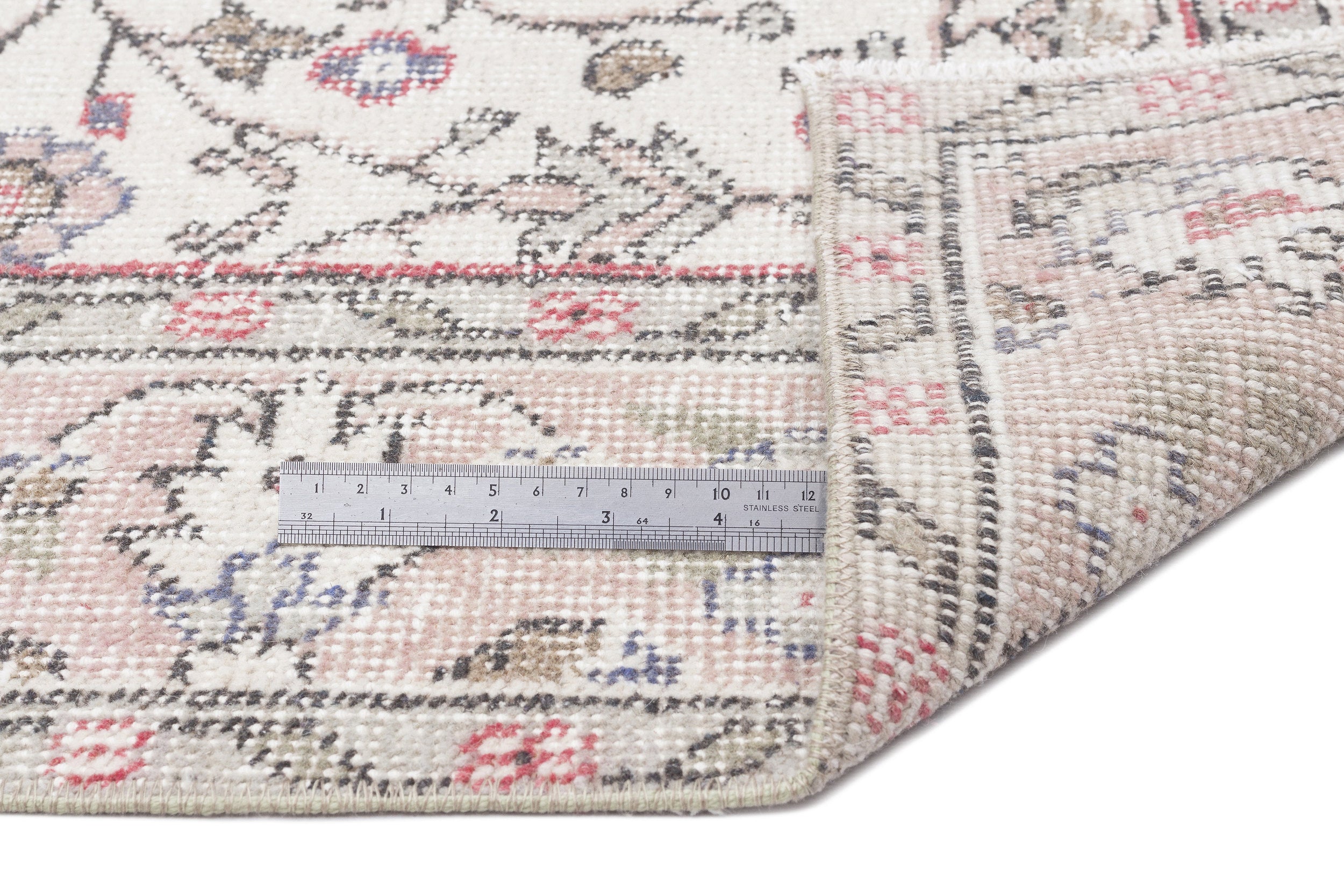 Atina Beige Vintage Wool Handmade Area Rug 5'10" x 8'5"