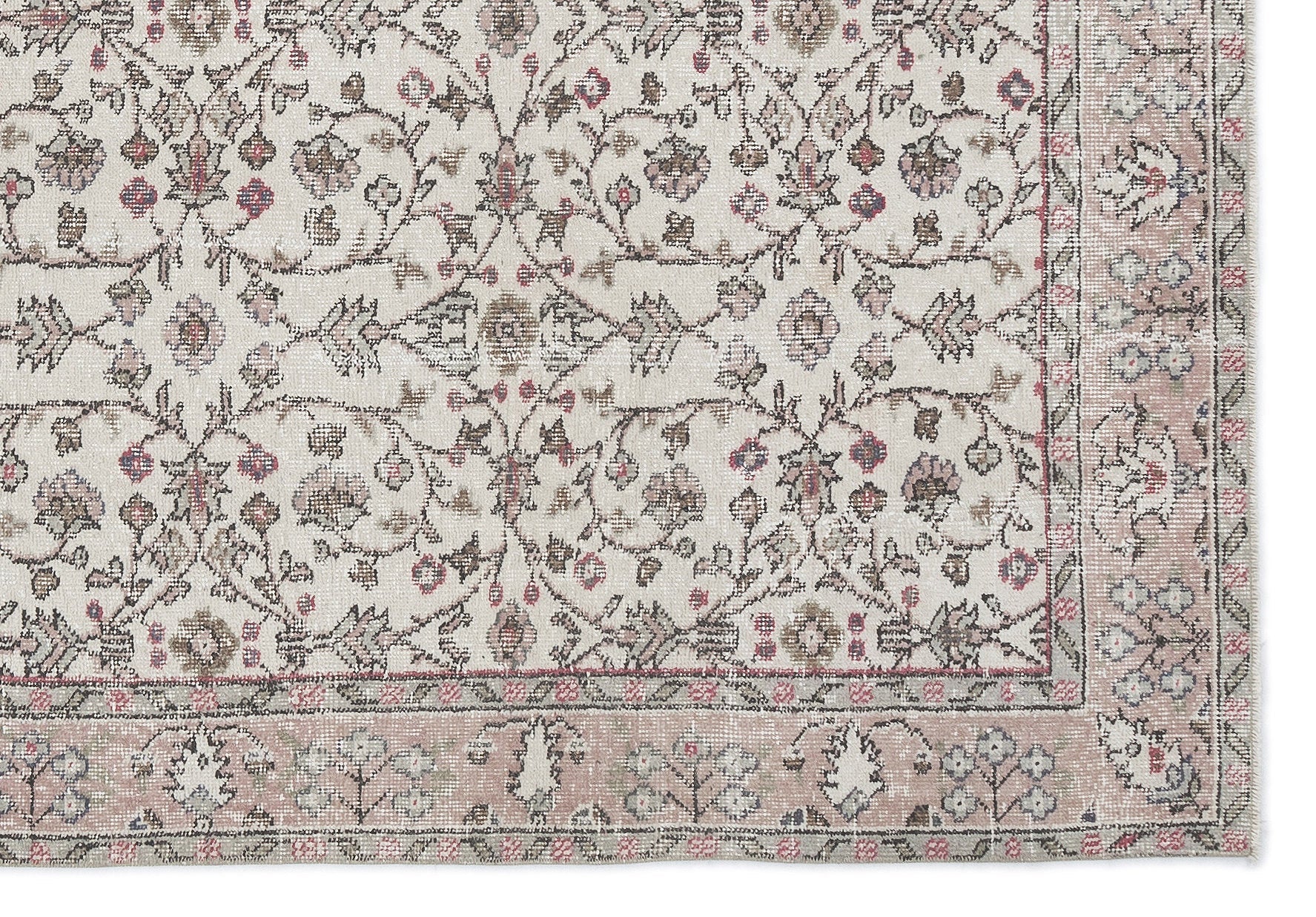 Atina Beige Vintage Wool Handmade Area Rug 5'10" x 8'5"