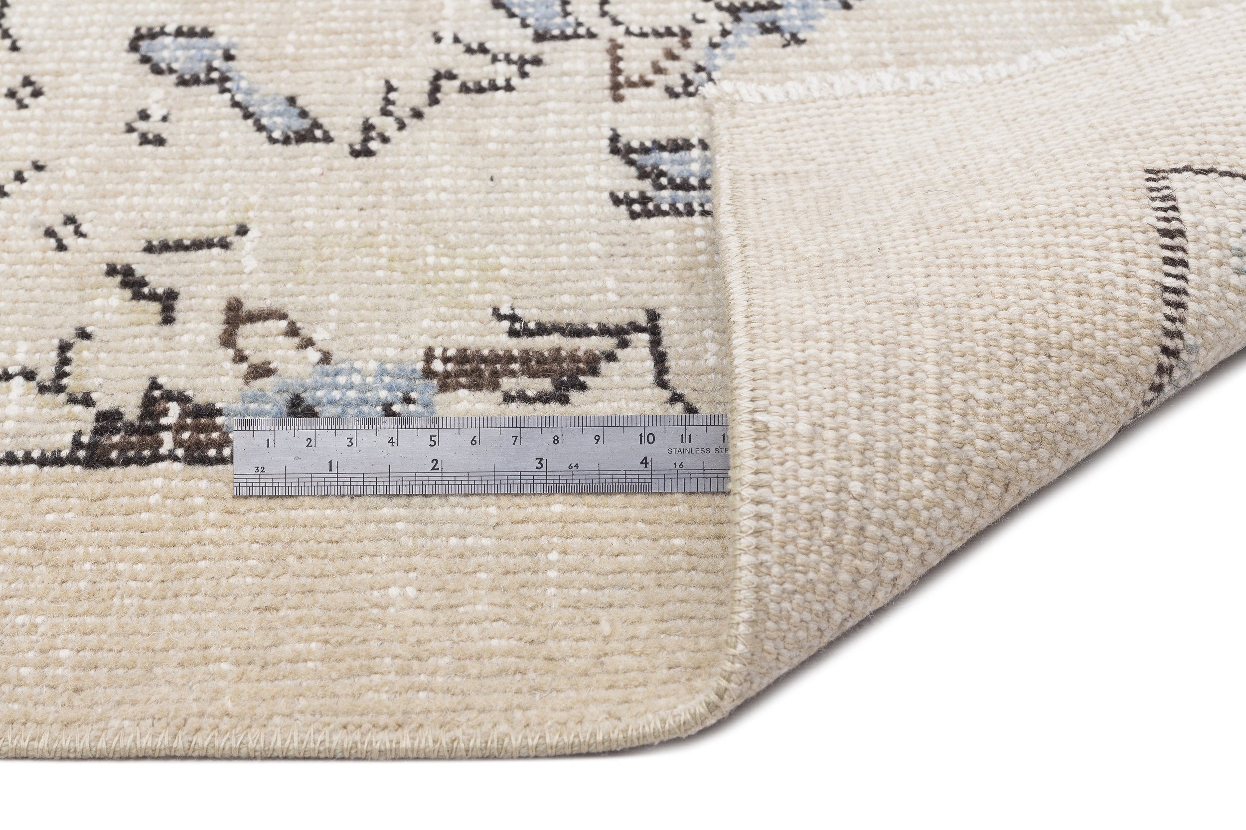 Atina Cream Vintage Wool Handmade Area Rug 5'5" x 8'8"