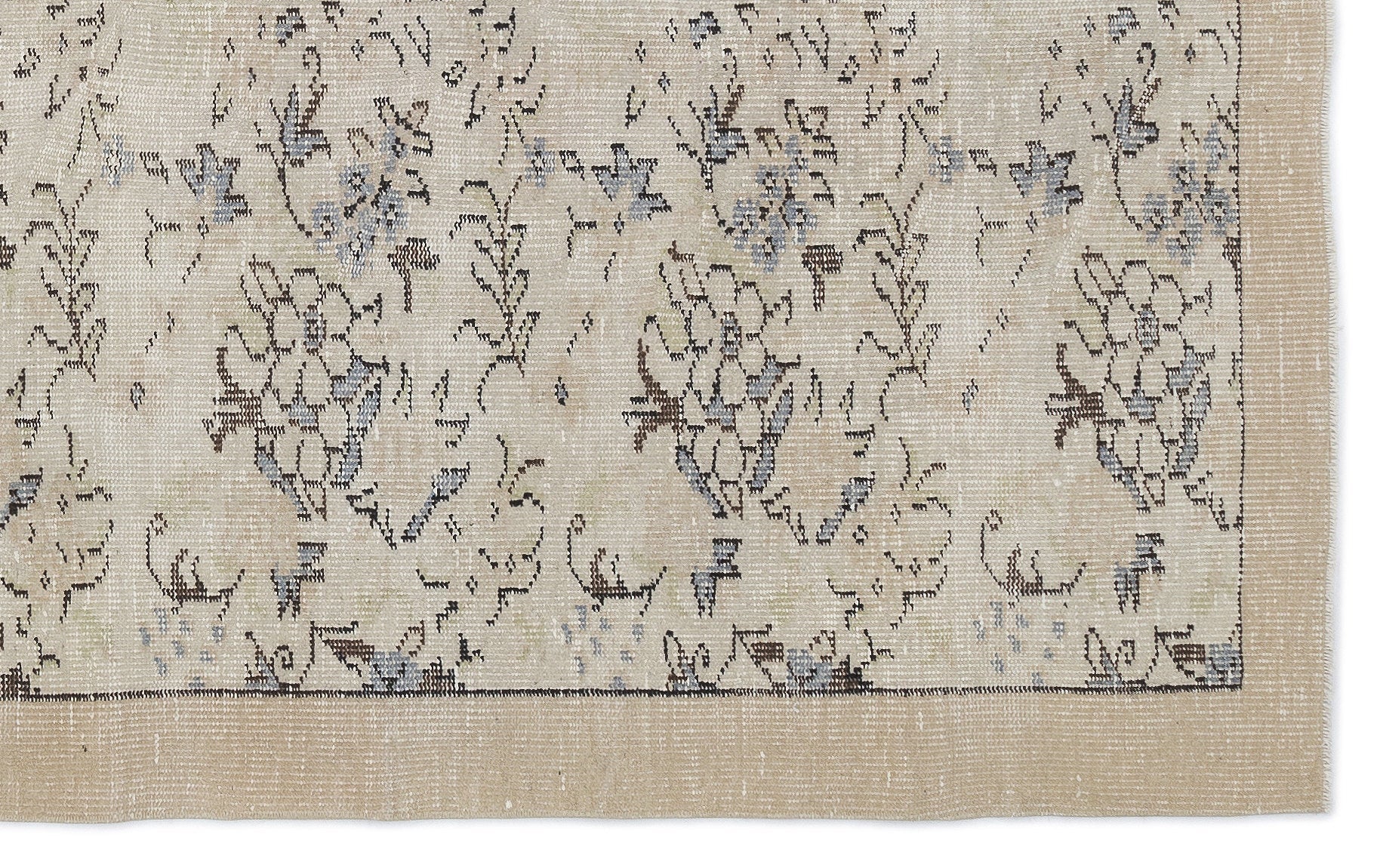 Atina Cream Vintage Wool Handmade Area Rug 5'5" x 8'8"