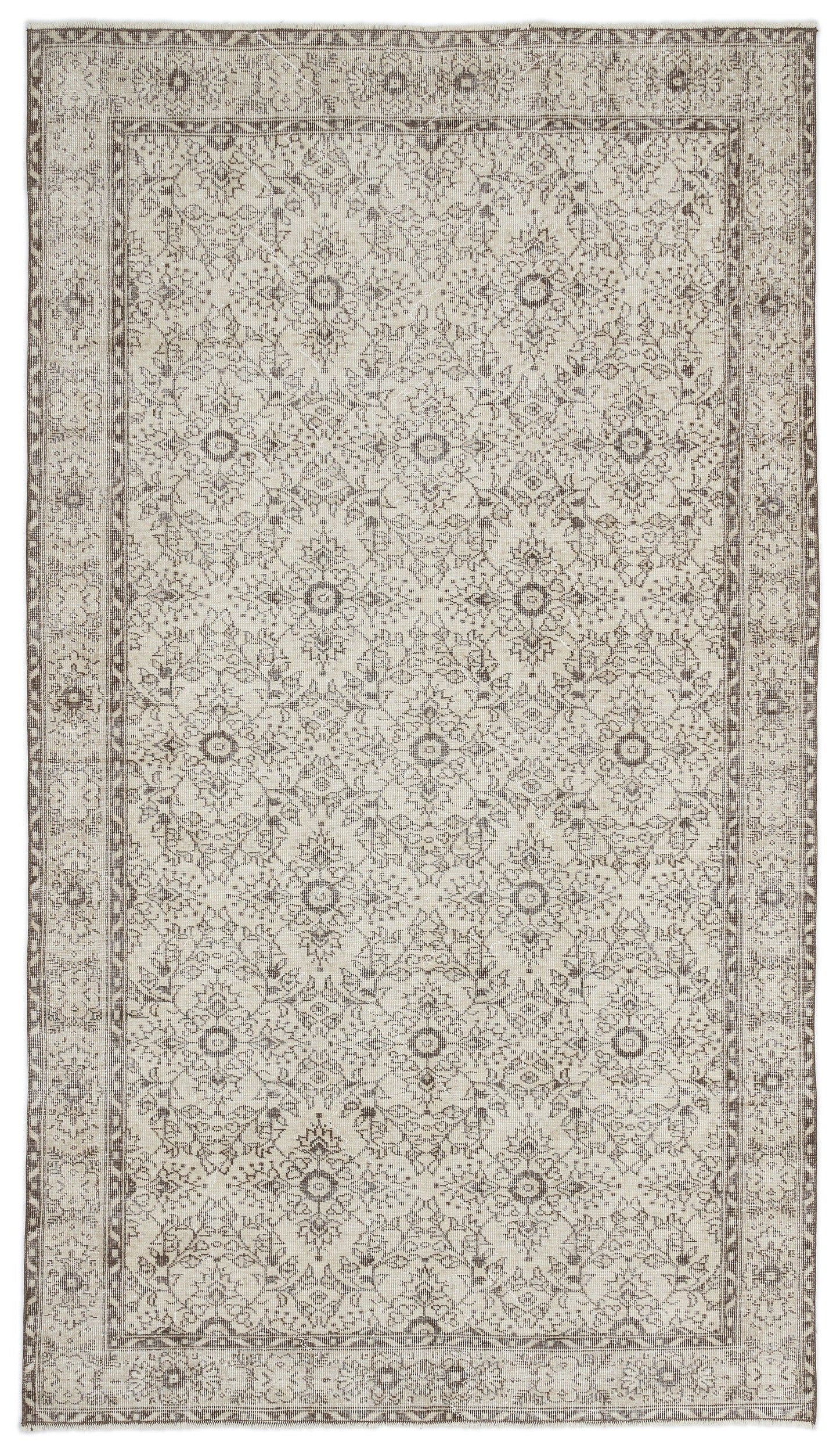 Atina Beige Vintage Wool Handmade Area Rug 5'11" x 10'3"